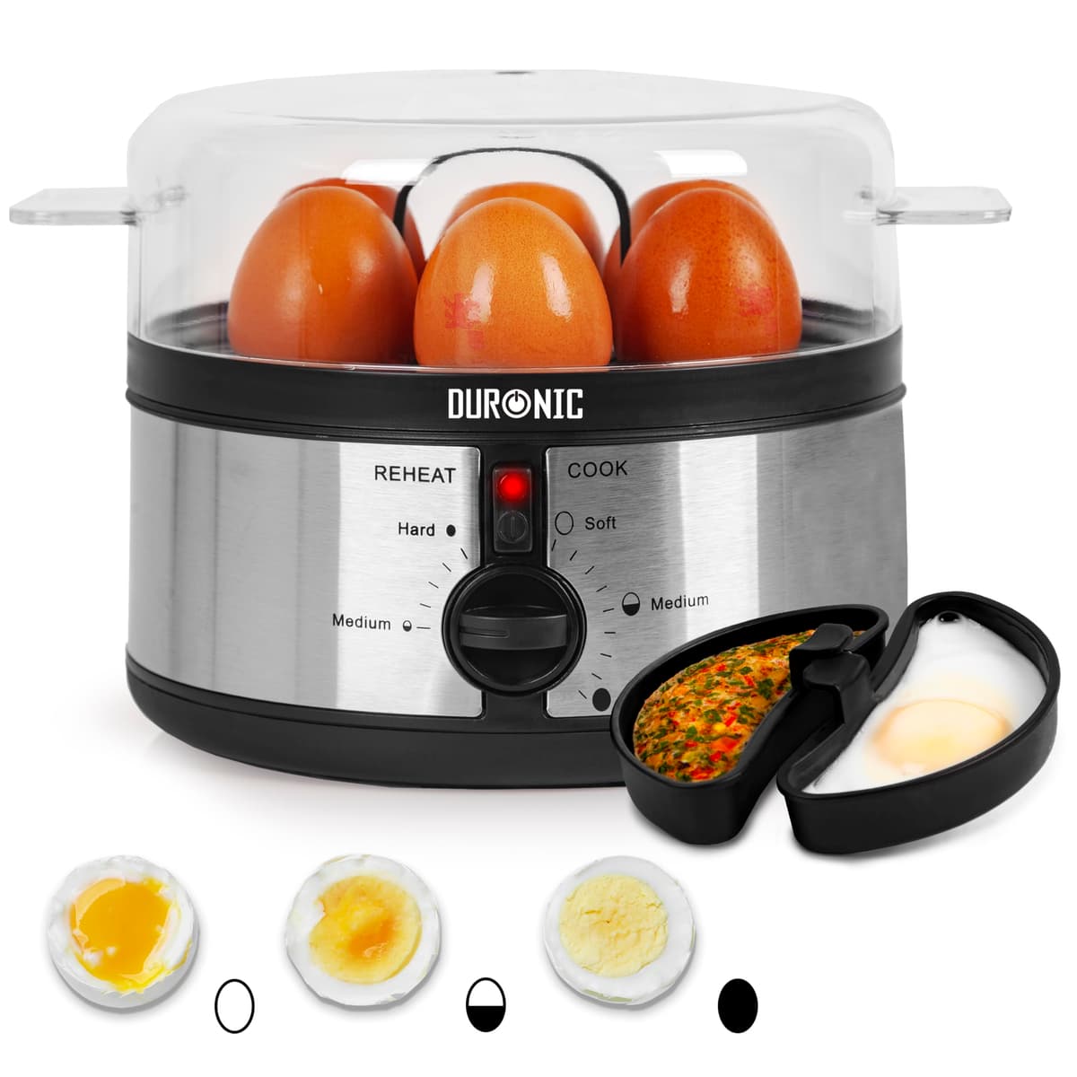 Duronic Electric Egg Boiler EB40 BK, Steamer for Eggs, Egg Cooking Machine, Automatic Egg Boiler Electronic Egg Poacher Machine for 7 Soft, Medium & Hard Boiled Eggs — view 9