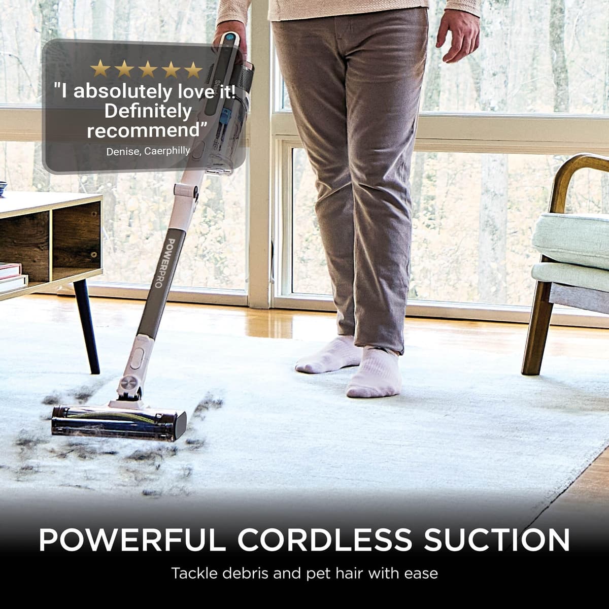 Shark PowerPro Pet Cordless Stick Vacuum Cleaner, Lightweight, Floor Detect Technology, Anti-Hair Wrap Technology, Anti-Allergen Complete Seal, Flexible, Handheld mode, Java Metallic, IZ380UKT — view 2