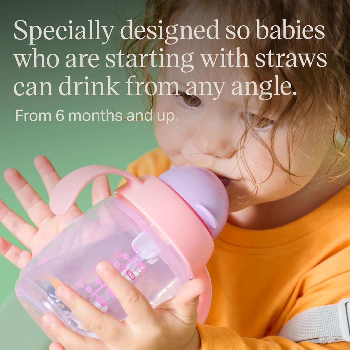 Tommee Tippee Trainer Straw Cup, 240ml, Easy Transition Toddler Cup for 6 Months+, with Silicone Weighted Straw and Easy-Hold Handles, Pink and Purple, 2 Pack — view 4