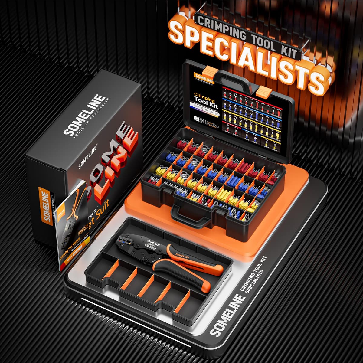 SOMELINE Kit de Crimpadora Terminales Eléctricos, 39 Tipos de Terminales Preaislados, 0,34–6 mm² Crimpadora Autoajustable de Trinquete, para Electricista, Automoción y Bricolaje — view 6