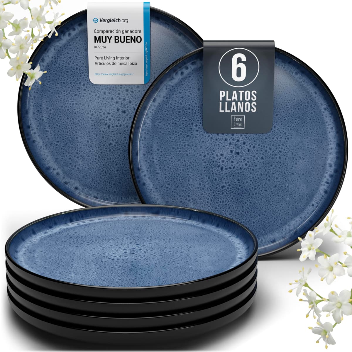 Juego de 6 platos hondos Ibiza – gres premium, resistente a los arañazos, apto para lavavajillas, microondas – Elegante juego de platos hondos – Platos de pasta hondos grandes – Pure Living vajilla — view 43