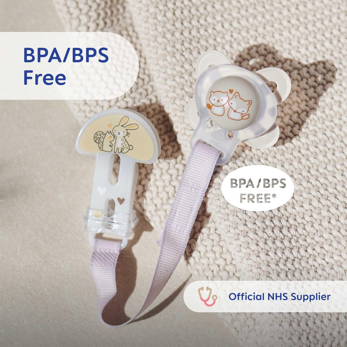 MAM Dummy Clip | 2 Pack | Baby Soother Clips Fit All MAM Soothers | Adjustable Length and Lightweight Design | Baby Accessories | Cream Strap | Dummies Not Included — view 6