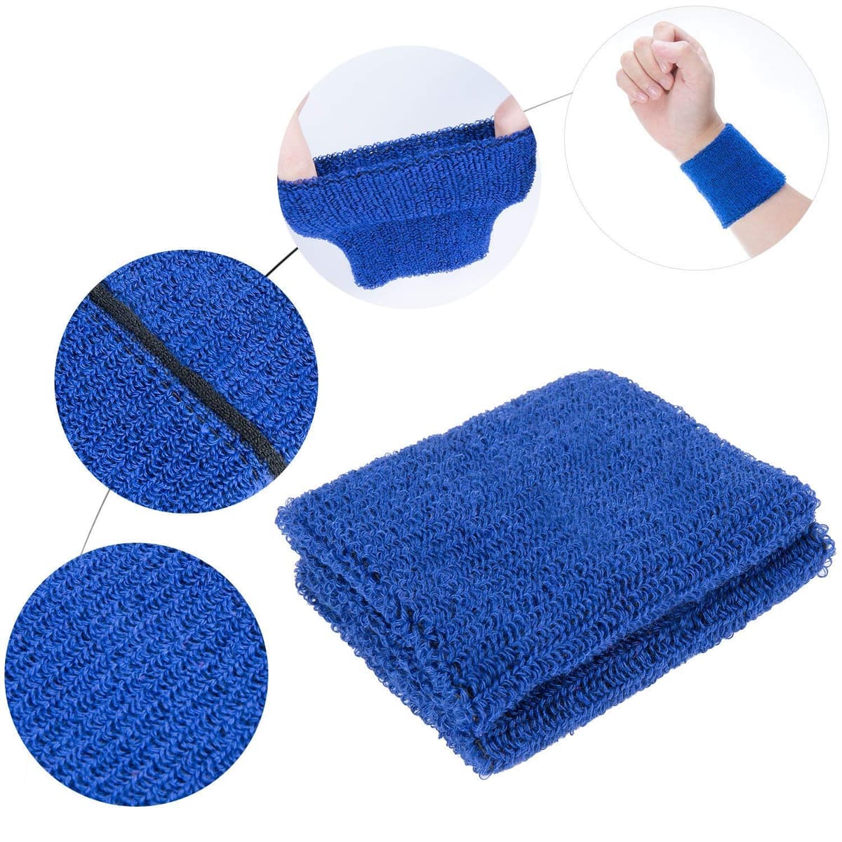 Czemo 12 Pares Muñequeras Deportivas Pulseras de algodón Coloridas Sweatband para Tenis Baloncesto — view 5