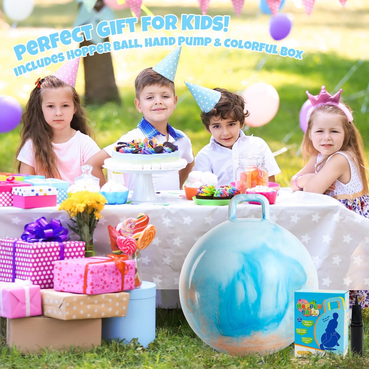 U&C Planet Balones saltarines espaciales de 18 Pulgadas para niños Balón saltarín con asa Balones saltarines inflables Balón saltarín con Bomba para niños y niñas de 3 a 12 años — view 5