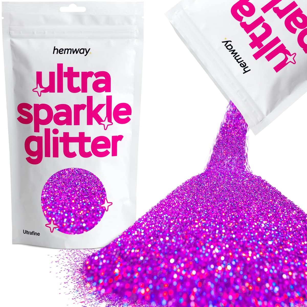 Hemway Ultra Sparkle Glitter Baby Pink Iridescent 100g Fine | Glitter for Arts & Craft, Makeup, Nail Art, Crafting, Card Making, Sparkle Decoration — view 253