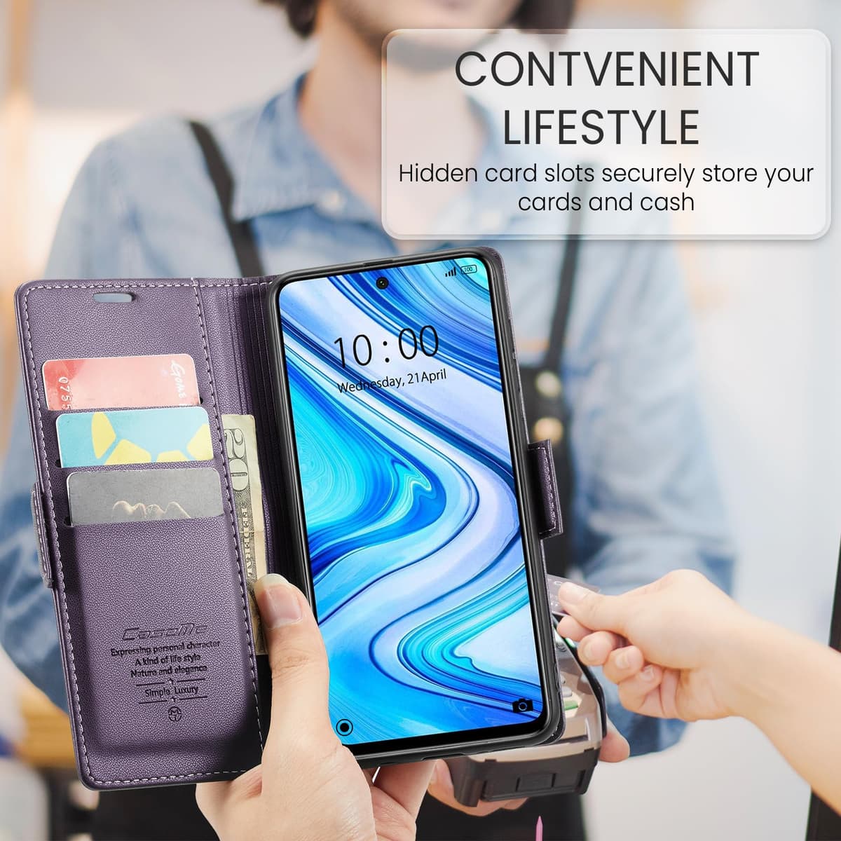 Funda para Xiaomi Redmi Note 9S / Xiaomi Redmi Note 9 Pro, Funda de Cierre Magnético, Cartera de Cuero PU con [Bloqueo RFID], Soporte, Ranura para Tarjetas, Carcasa de Libro Case, Púrpura — view 4