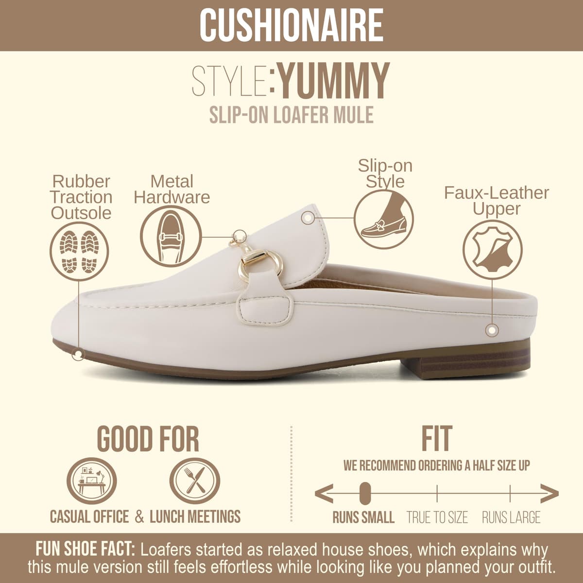 CUSHIONAIRE Yummy Slip On Womens Mules, Business Casual Loafers for Women with Low Heel and Metal Chain Detail - [Run Small Size Up] — view 4