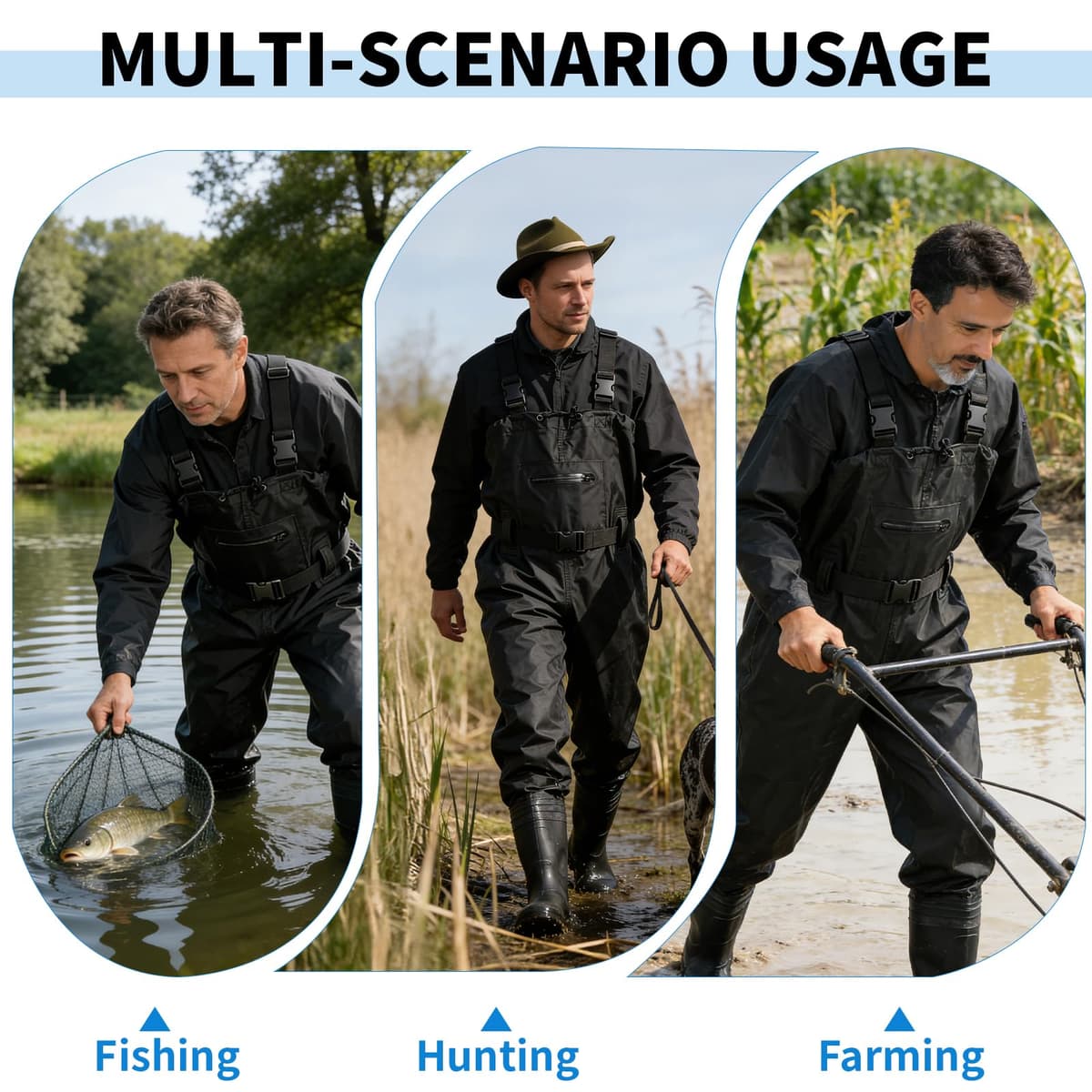 SWAWIS Vadeadores de Pesca para Hombres Impermeables Transpirables Mujeres Caza Vadeadores Transpirables e Impermeables, Ideales para Obras de Construcción, Pesca y Granjas 42-46W — view 6