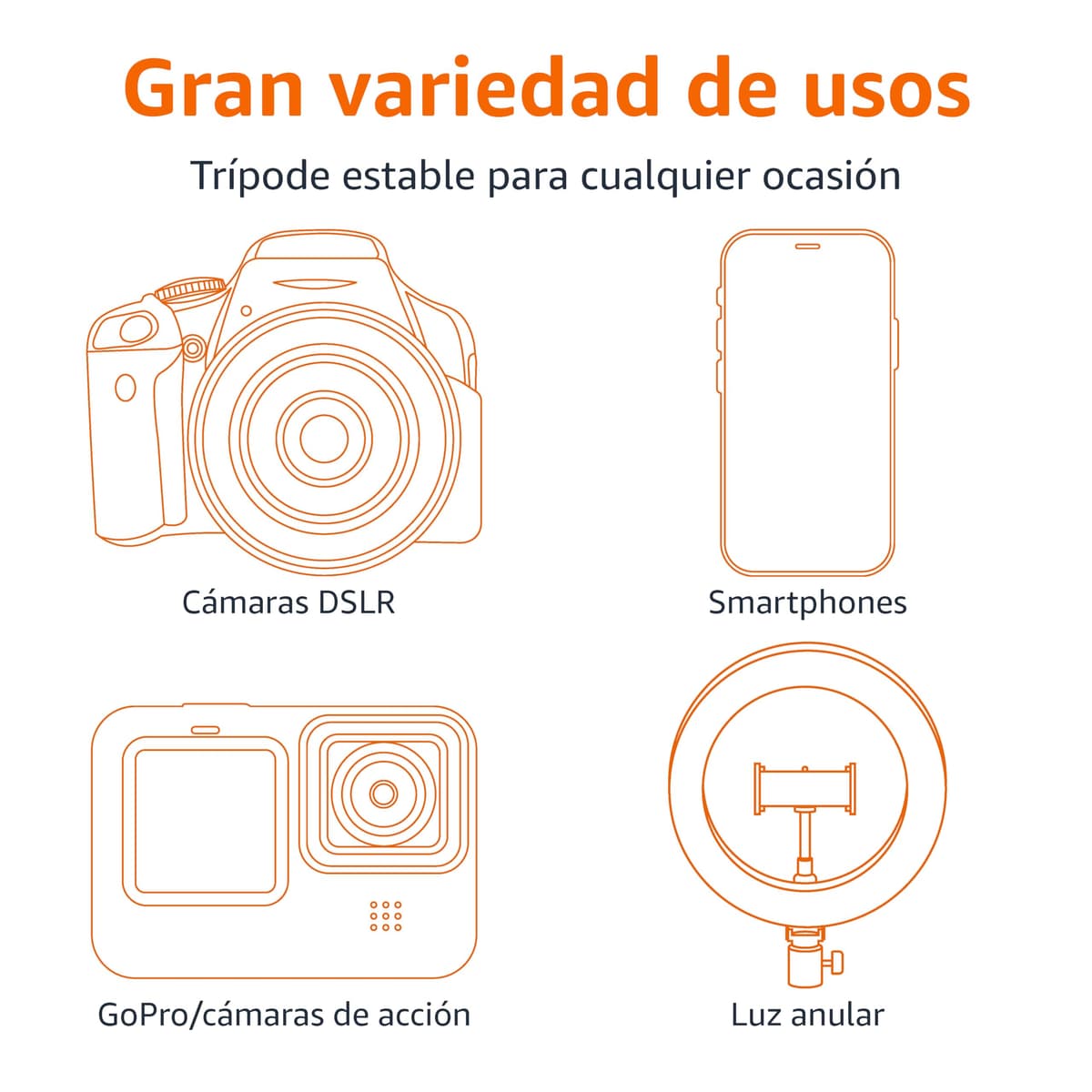 Amazon Basics Trípode y Paloselfi Extensible para Teléfono de 162cm/64in, con Mando a Distancia Inalámbrico, Negro — view 3