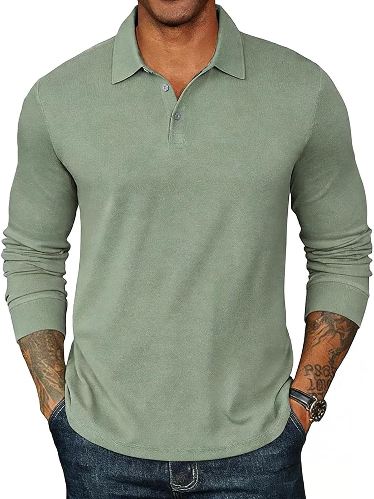 Camisa de golf de manga larga para hombre, absorbe la humedad, ajuste seco, rendimiento sólido, casual, piqué, polo de golf para hombre — view 7