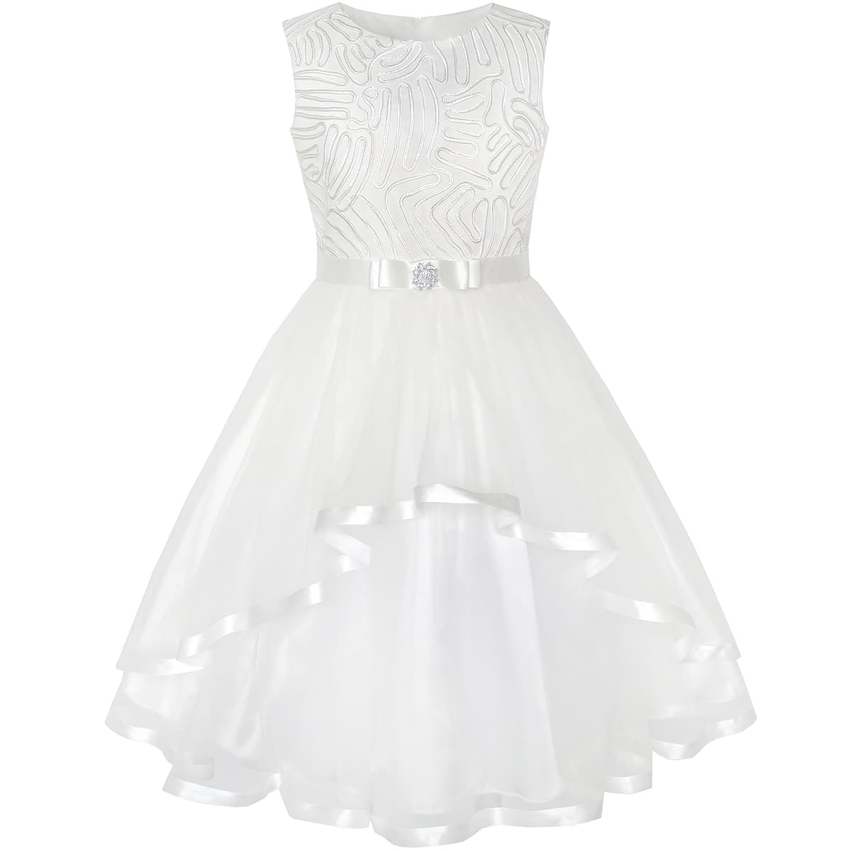 Sunny Fashion Flower Girls Dress Blue Belted Wedding Party Bridesmaid Size 4-12 — view 16