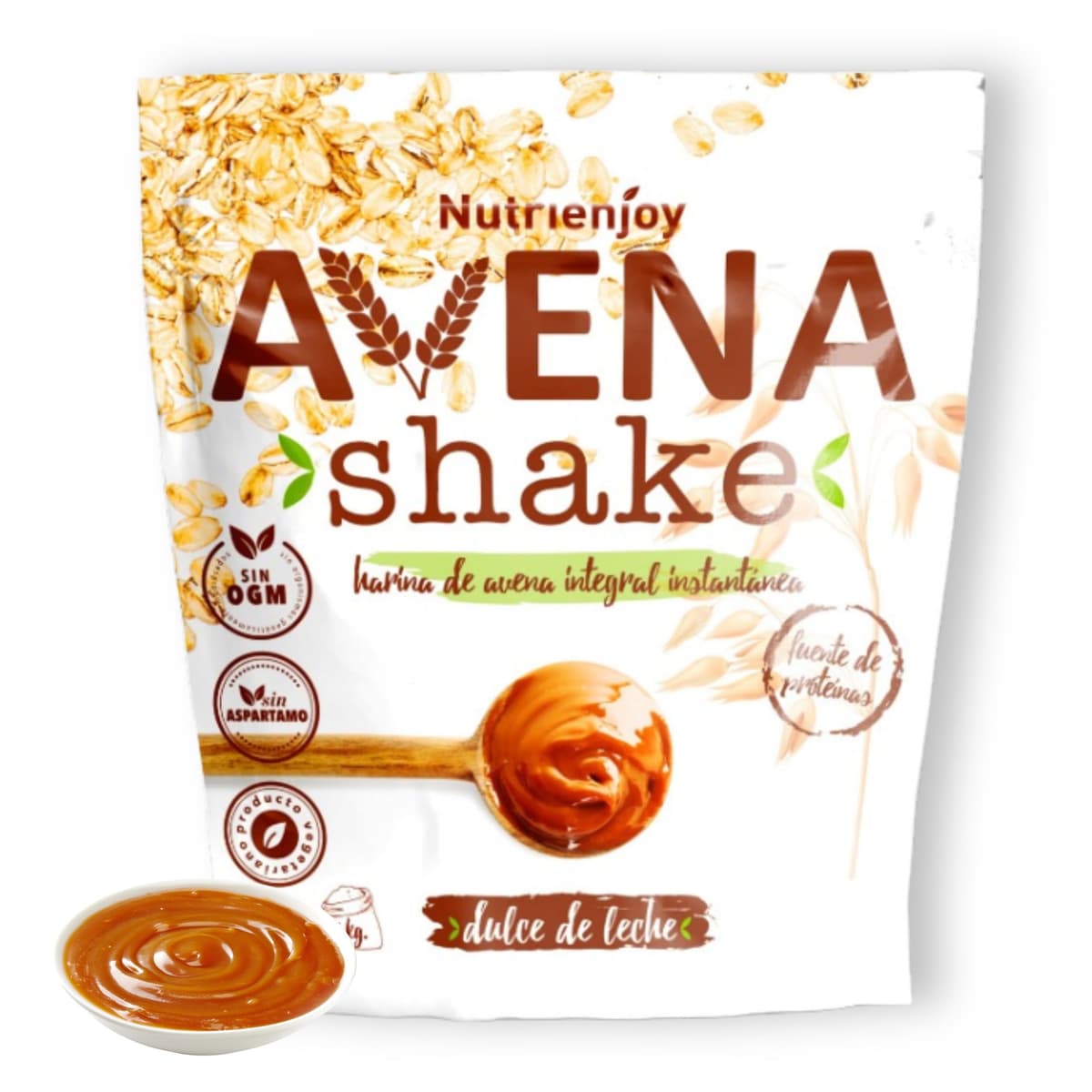 NutriEnjoy - Avena Shake 1Kg | Copos de Avena Integral Molidos | Harina de Avena Sabores | Avena en Polvo | Harina de Avena Integral | Avena Instantánea Sabores Deliciosos (Dulce de Leche)