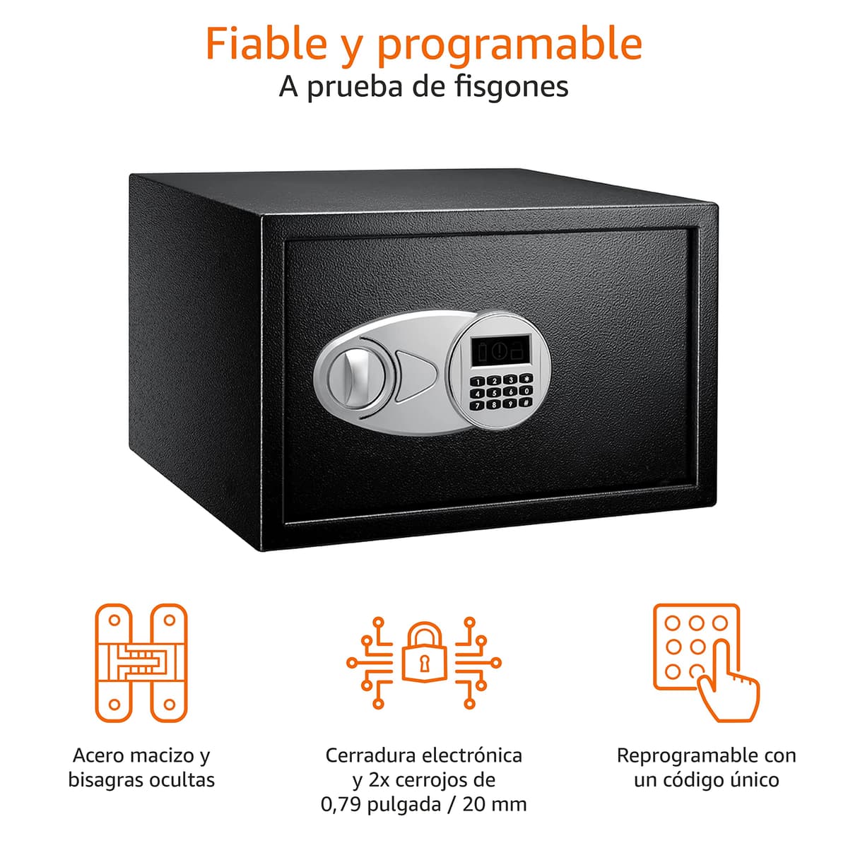 Amazon Basics Caja Fuerte de Seguridad de Acero con Cerradura con Teclado, Protege Dinero, Joyas, Documentos de identificación, 14 l, 35 cm x 25 cm x 25 cm, Color Negro — view 33