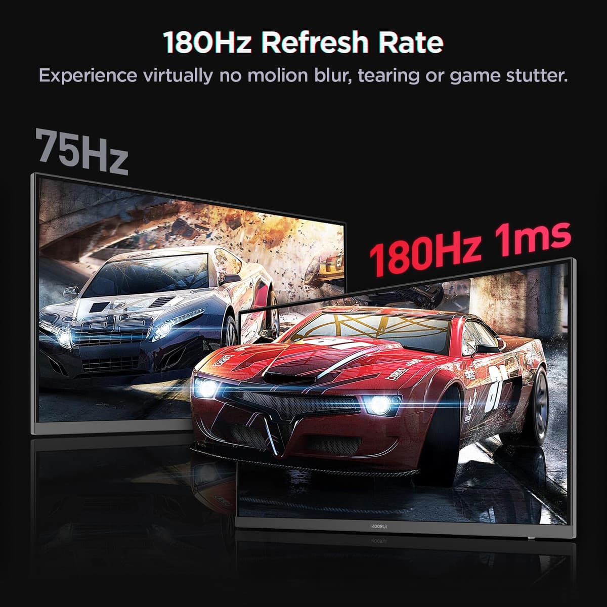 KOORUI G2421V 24 Inch Gaming Monitor,180Hz, Fast IPS, QHD 1440P, 1ms, Adaptive Sync, VESA Mountable, HDMI/DP, Low Blue Light, 99% SRGB — view 3