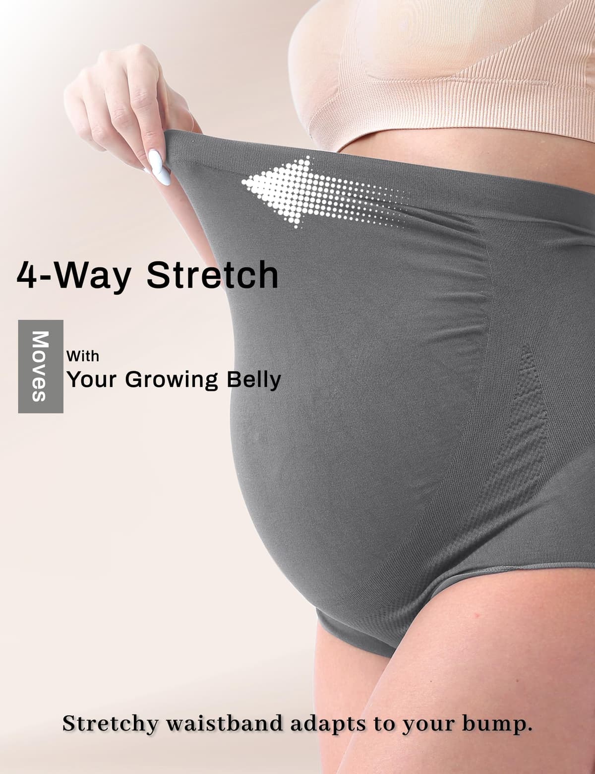 SUNNYBUY Women's Maternity High Waist Underwear Pregnancy Seamless Soft Hipster Panties Over Bump — view 2