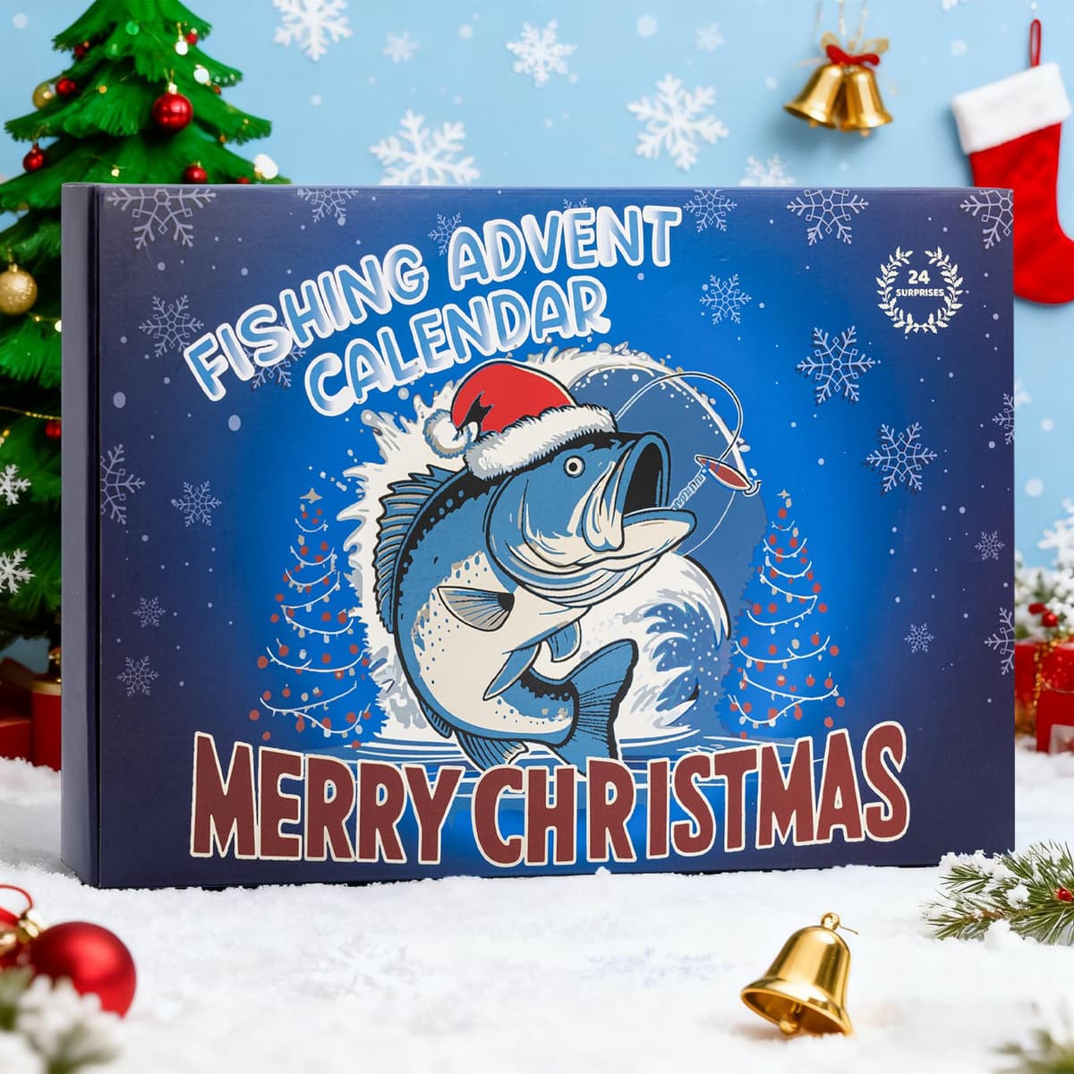Calendario de Adviento de Pesca 2025, 24 Días Navidad Calendario de Adviento Único Hombres con Regalos de Tema de Pesca — view 2
