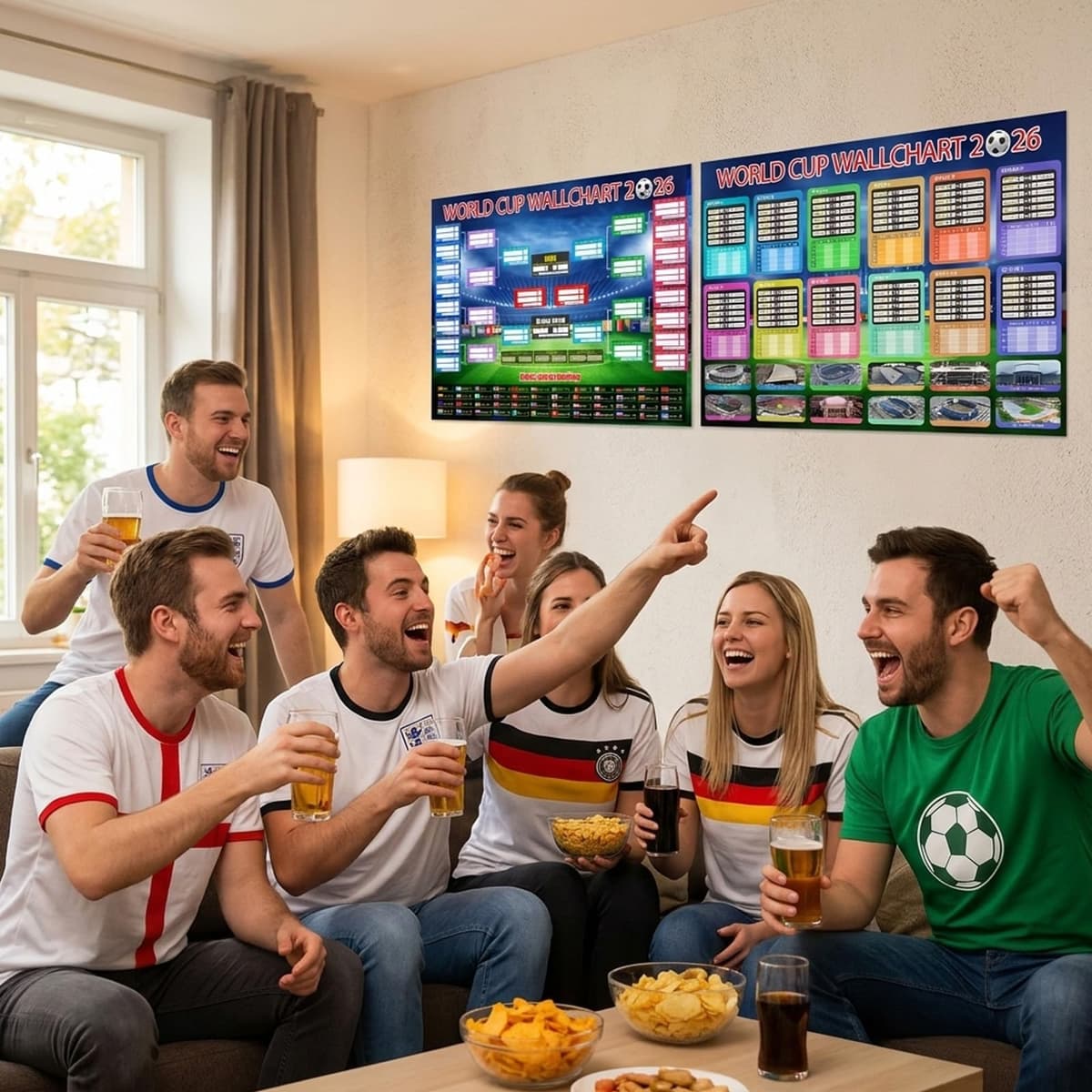 TZMFHD World Cup Football 2026, Interactive Wall Chart for 2 Football Fans, Foldable Design for Easy Storage, Large Size 87 x 58 cm, World Cup Bunting 2026 — view 5