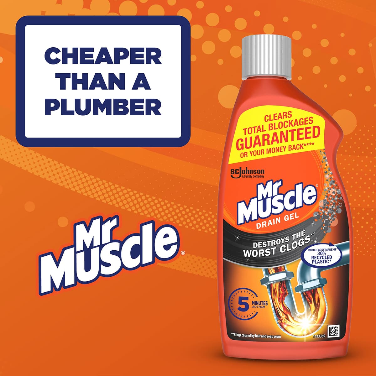 Mr Muscle Drain Unblocker Liquid (500ml), Sink & Drain Cleaner, Strong & Fast Acting Heavy Duty Drain Gel, Dissolves Clogs, Works 3x Better Than Bleach, Safe for All Pipes — view 3