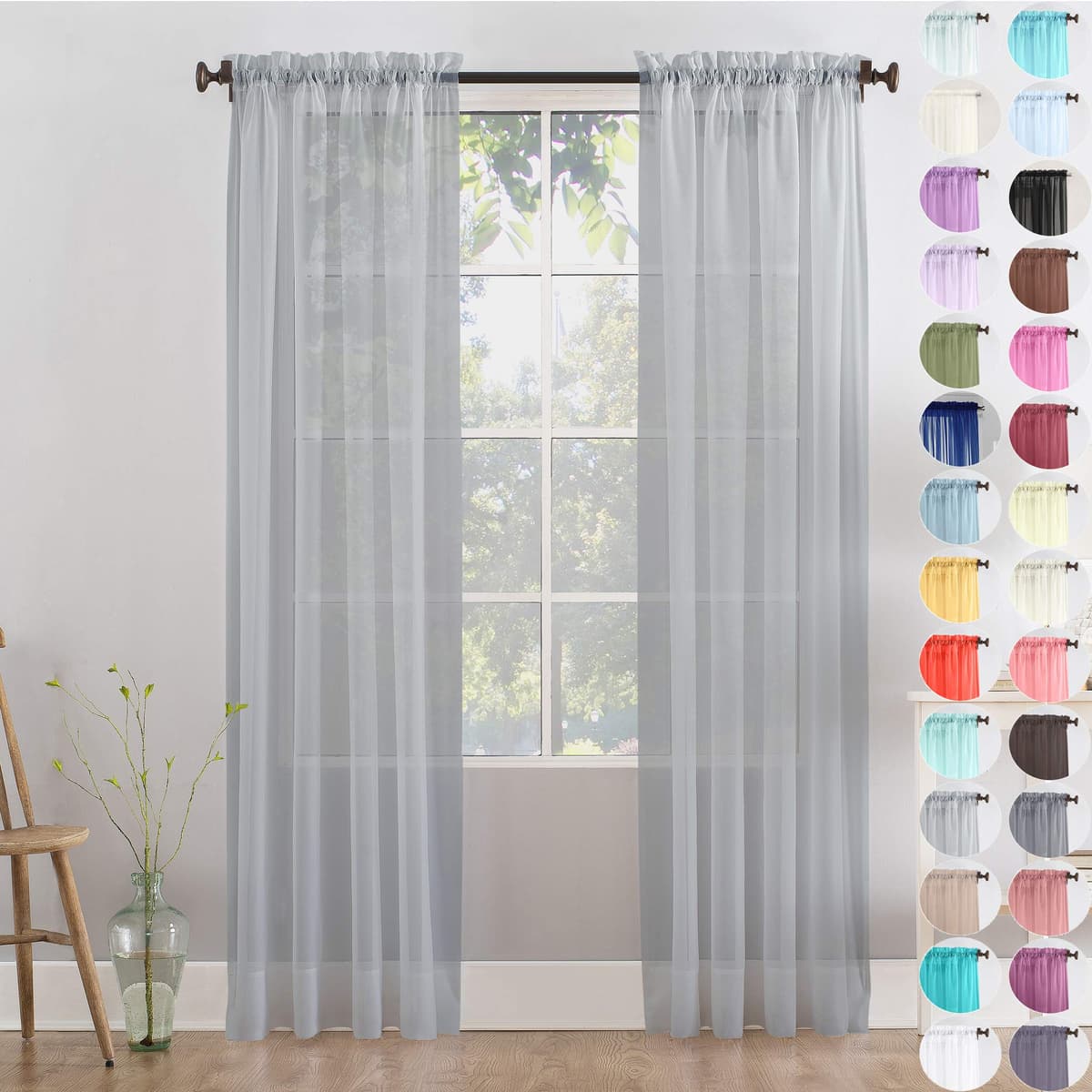 Megachest a pair of slot top voile curtains (Pure White, 56" wideX81 drop 2 Panels) — view 51
