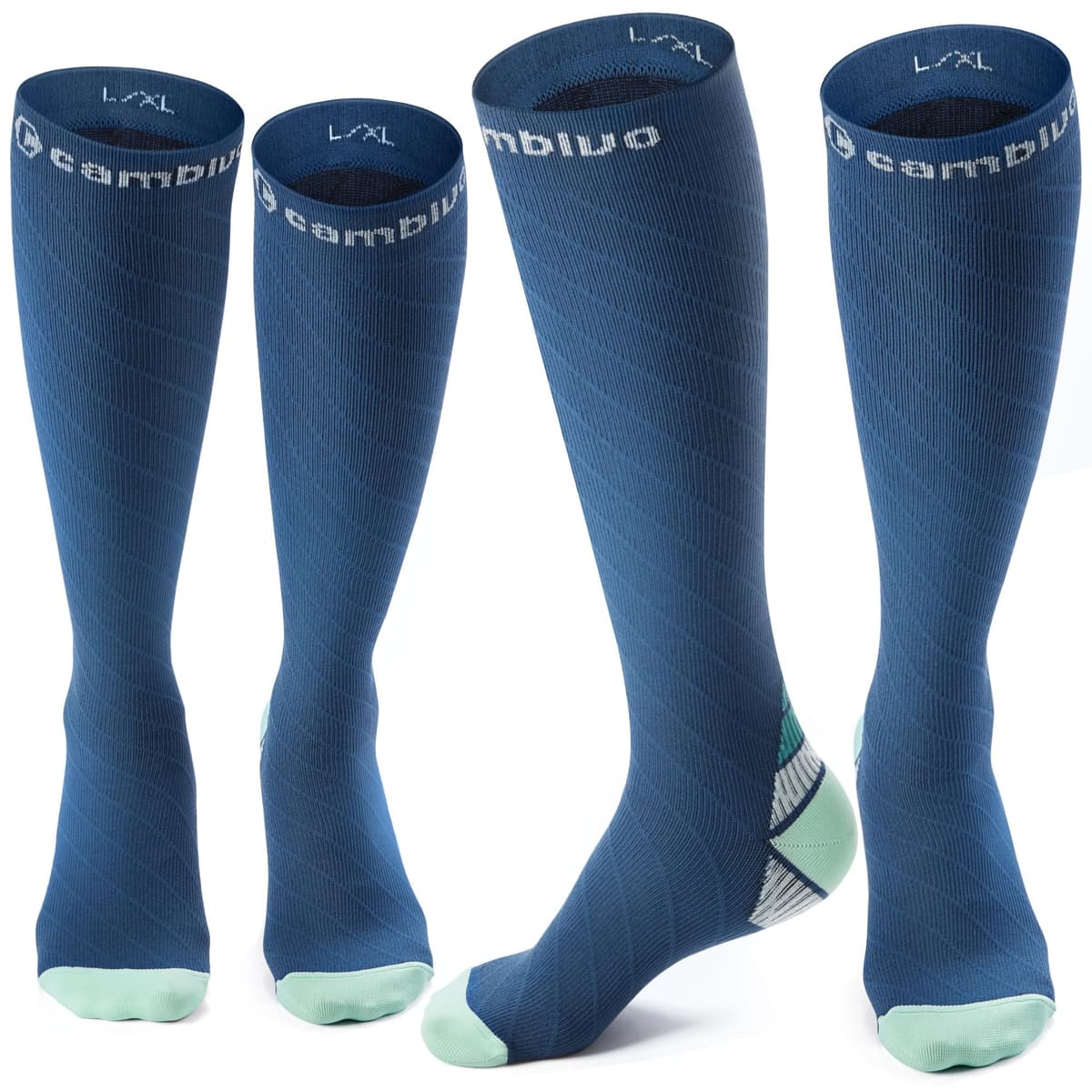 CAMBIVO Compression Socks for Women & Men 2 Pairs, Flight Socks Compression Stockings Running Socks for Calf & Ankle Support, Sports, Flying, Maternity Pregnancy, Nurses, Travel — view 11