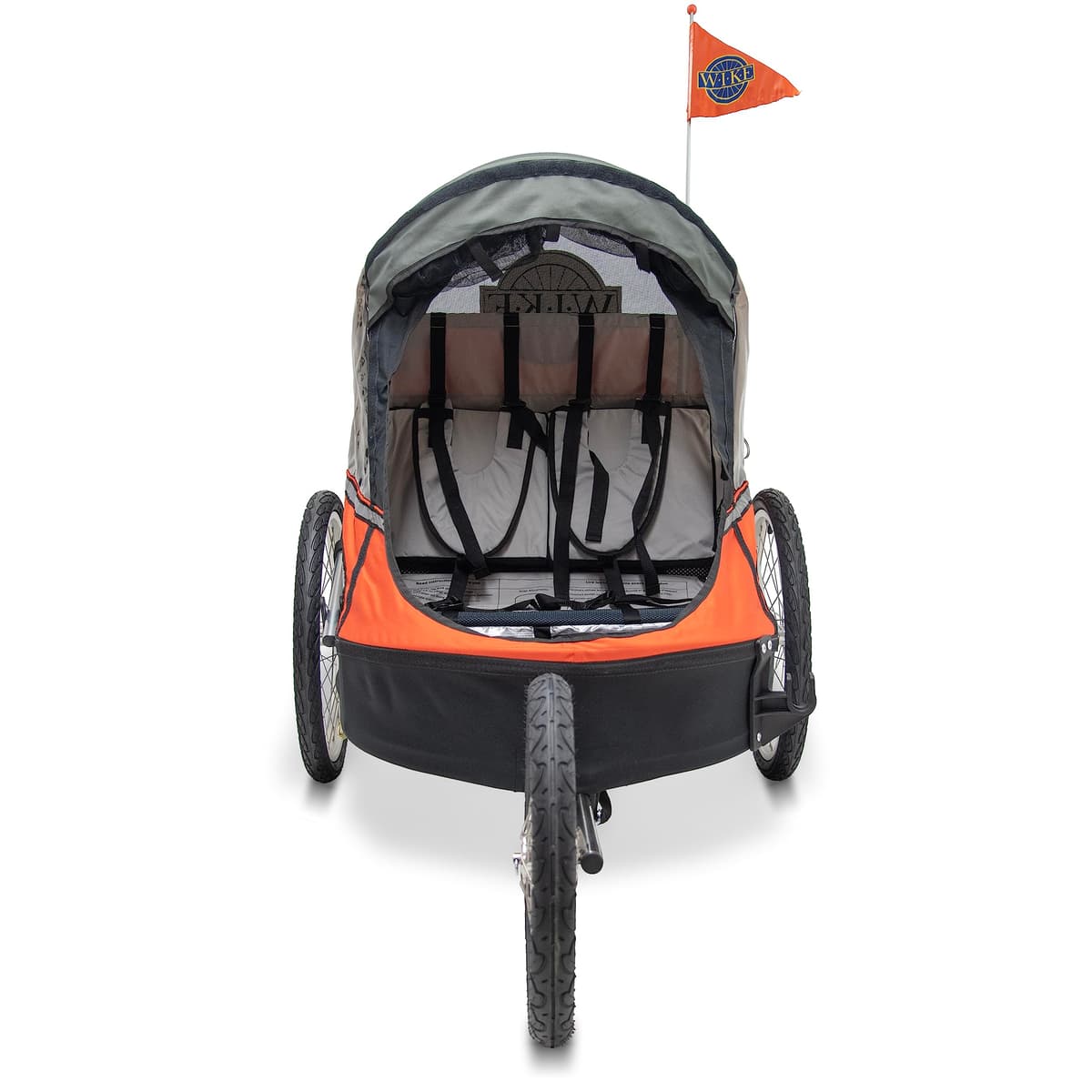 Wike Premium Double Bike Child Trailer - Orange/Grey (Walk + Jogging) — view 5