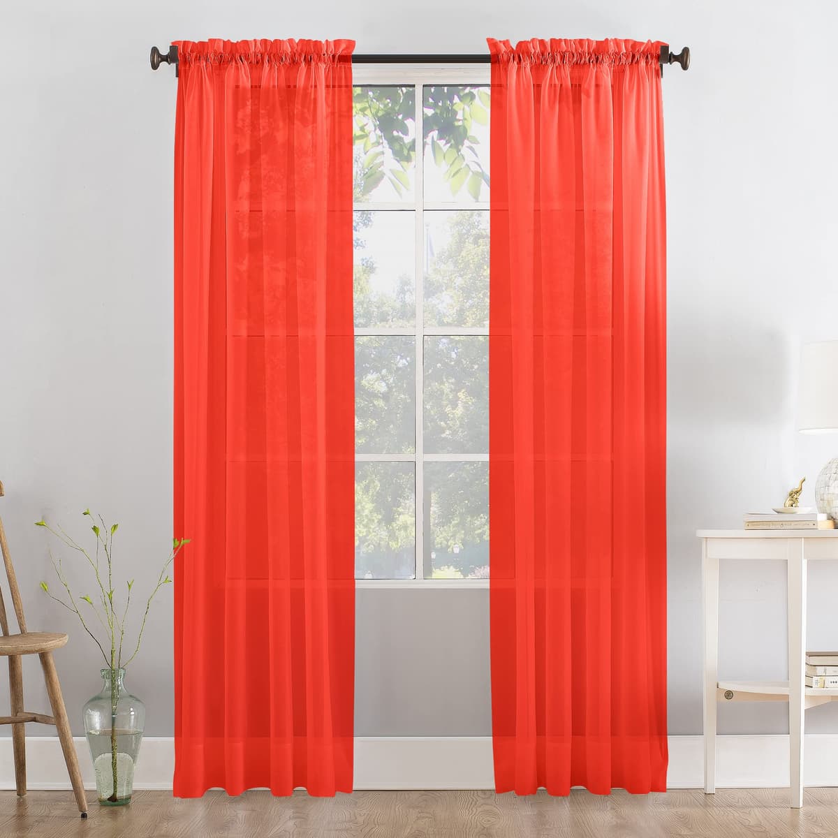 Megachest a pair of slot top voile curtains (Pure White, 56" wideX81 drop 2 Panels) — view 14
