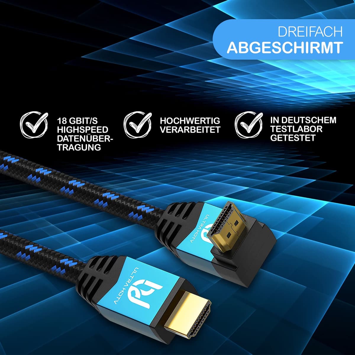 Ultra HDTV Premium – 5m 4K Cable HDMI 2.0b, 1x Adaptador de 270 Grados | 4K/60Hz (sin interferencias), HDR, 3D, ARC, Ethernet — view 6