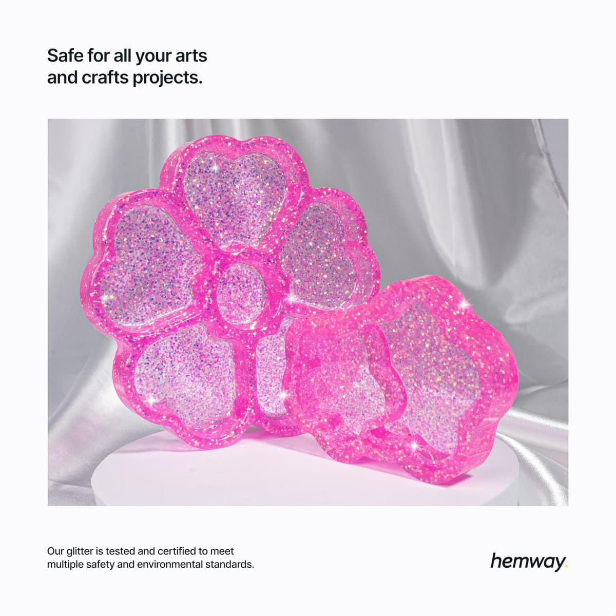 Hemway Ultra Sparkle Glitter Baby Pink Iridescent 100g Fine | Glitter for Arts & Craft, Makeup, Nail Art, Crafting, Card Making, Sparkle Decoration — view 5