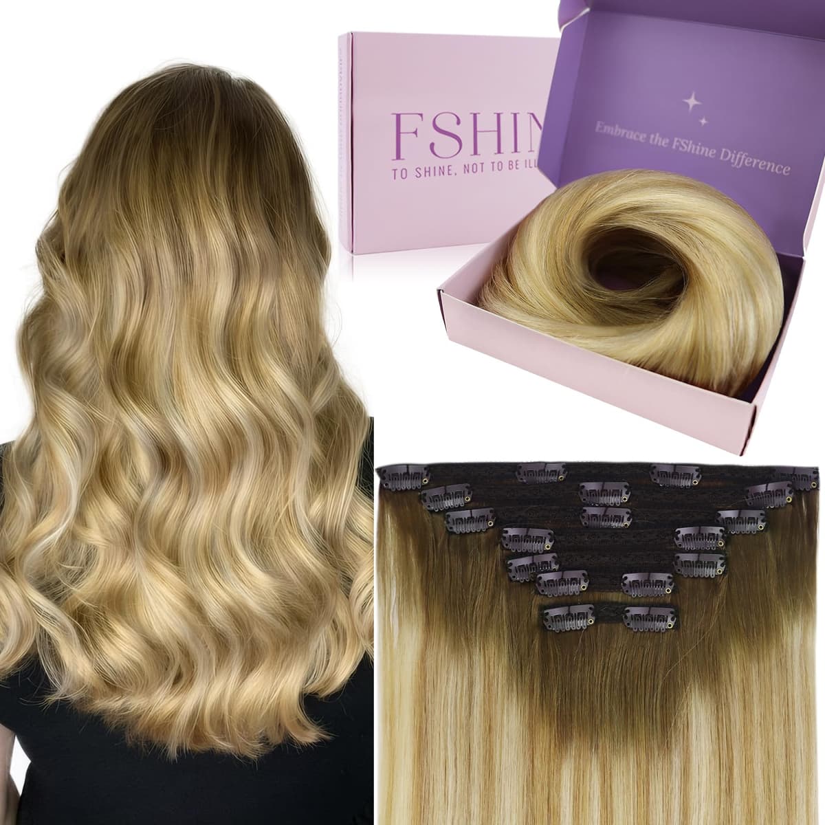 Fshine Clip in Hair Extensions Human Hair Copper Hair Extensions 18 Inch 120 g 7 pcs Color 330 Natural Straight Hair Extensions for Women Real Human Hair — view 56