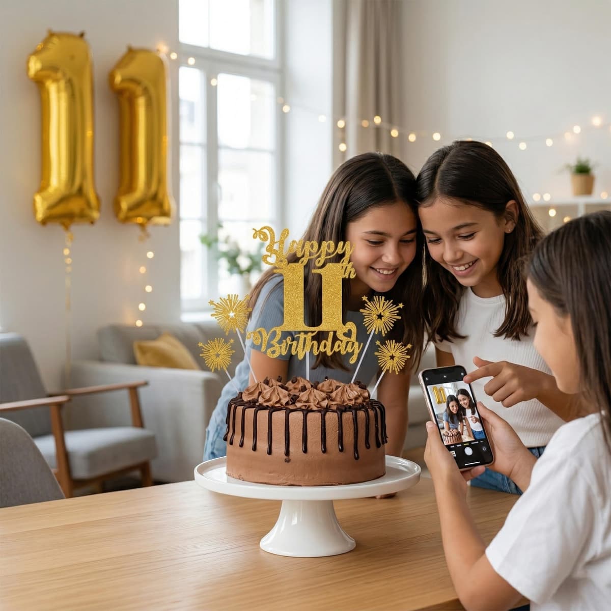 Gold Glitter 96th Birthday Cake Topper Set – 5 Piece Premium Glitter Birthday Decoration & Party Supplies for Men, Women & Kids – 96th Birthday — view 3