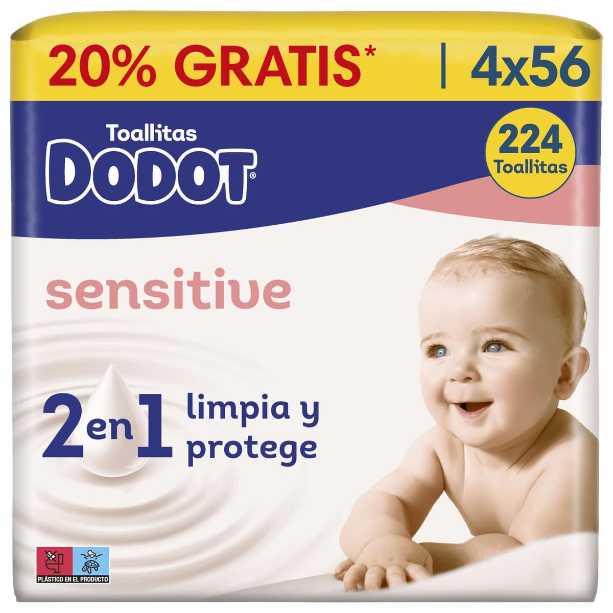 Dodot Toallitas para Bebé Sensitive - Paquete de 4 x 54 Toallitas - Total: 216 Toallitas
