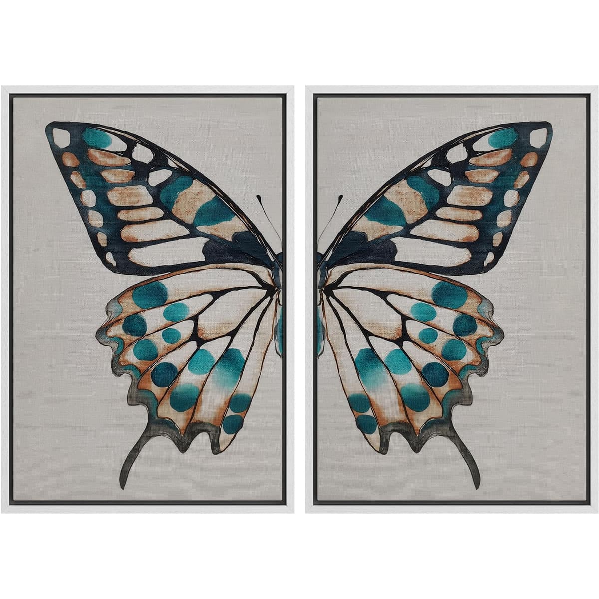 SIGNFORD Framed Canvas Print Wall Art Set Soft Hydrangea Pair Light Blue Florals with Green Leaves Illustration Modern Art Decorative Nordic Nature for Living Room, Bedroom, Office - 24"x36"x2 White — view 69