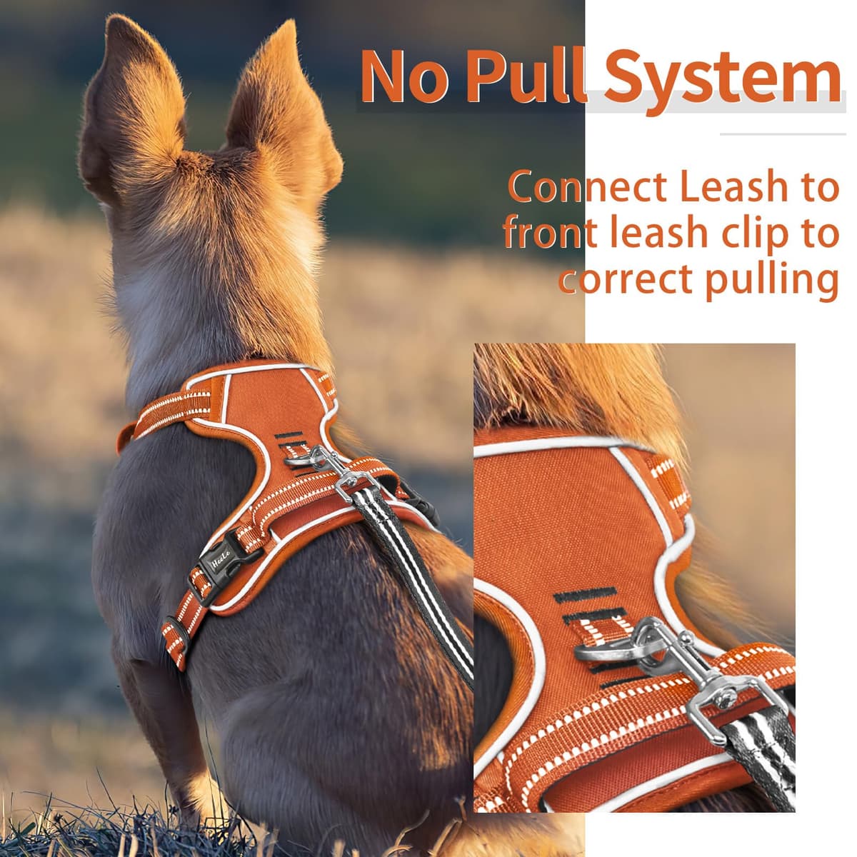 HEELE Dog Harness Medium No Pull Dog Vest Harness with Soft Handle Reflective Pet Harness for Outdoor Training Walking, Black, M — view 148