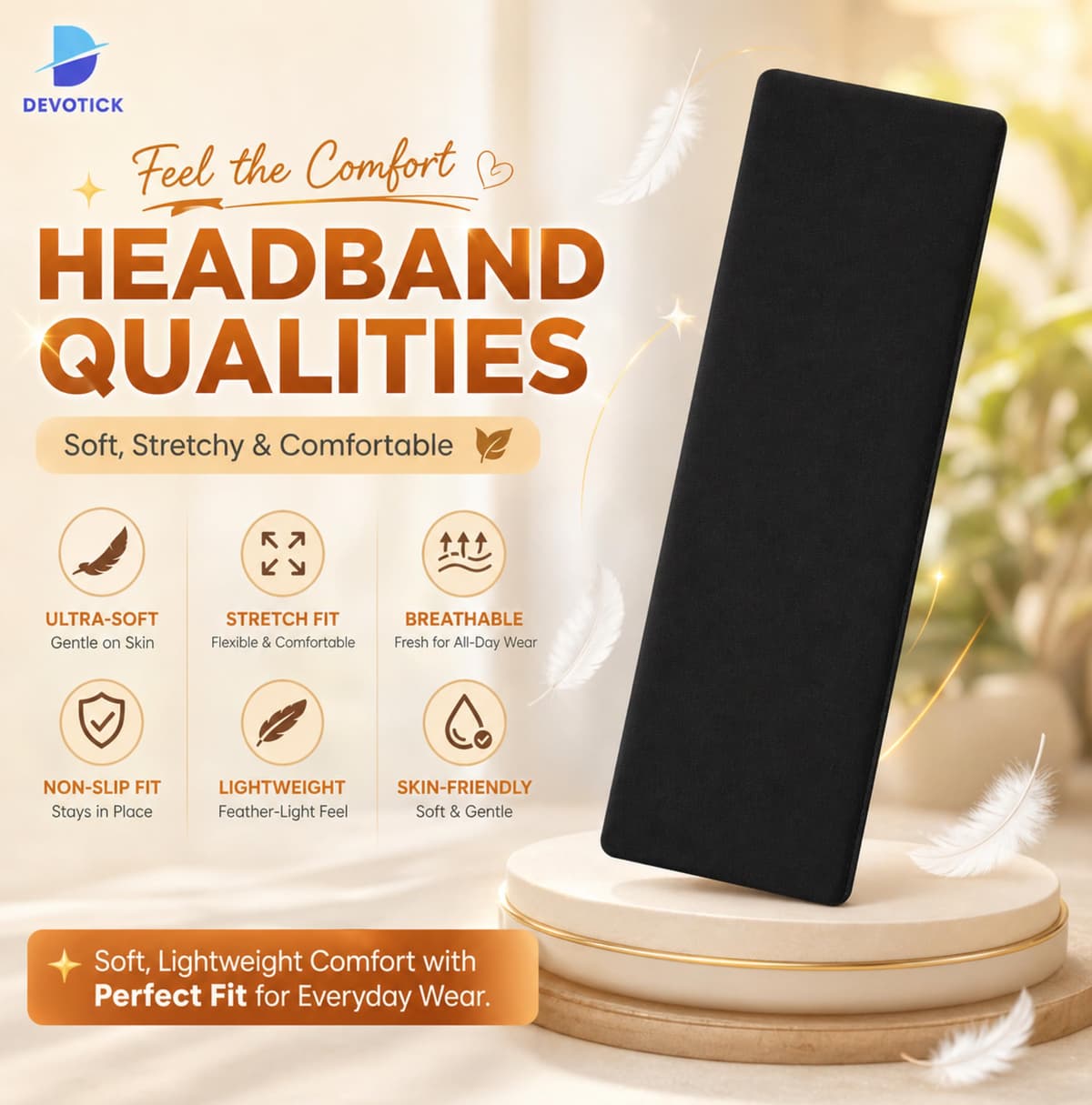 7cm Headbands for Women's and Girls, Stretchy Non-Slip Stylish Sports Hair Bands for Women's Hair, Soft Fabric Fashion Sweatbands for Makeup, Yoga, Running, Hair Accessories — view 2