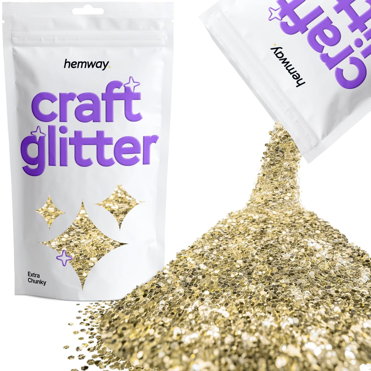 Hemway - Purpurina para manualidades, vasos, resina, epoxi, uñas, cera, álbumes de recortes, cristal, decoración de escuelas: dorado holográfico, gruesa (0,6 mm), 100 g — view 21