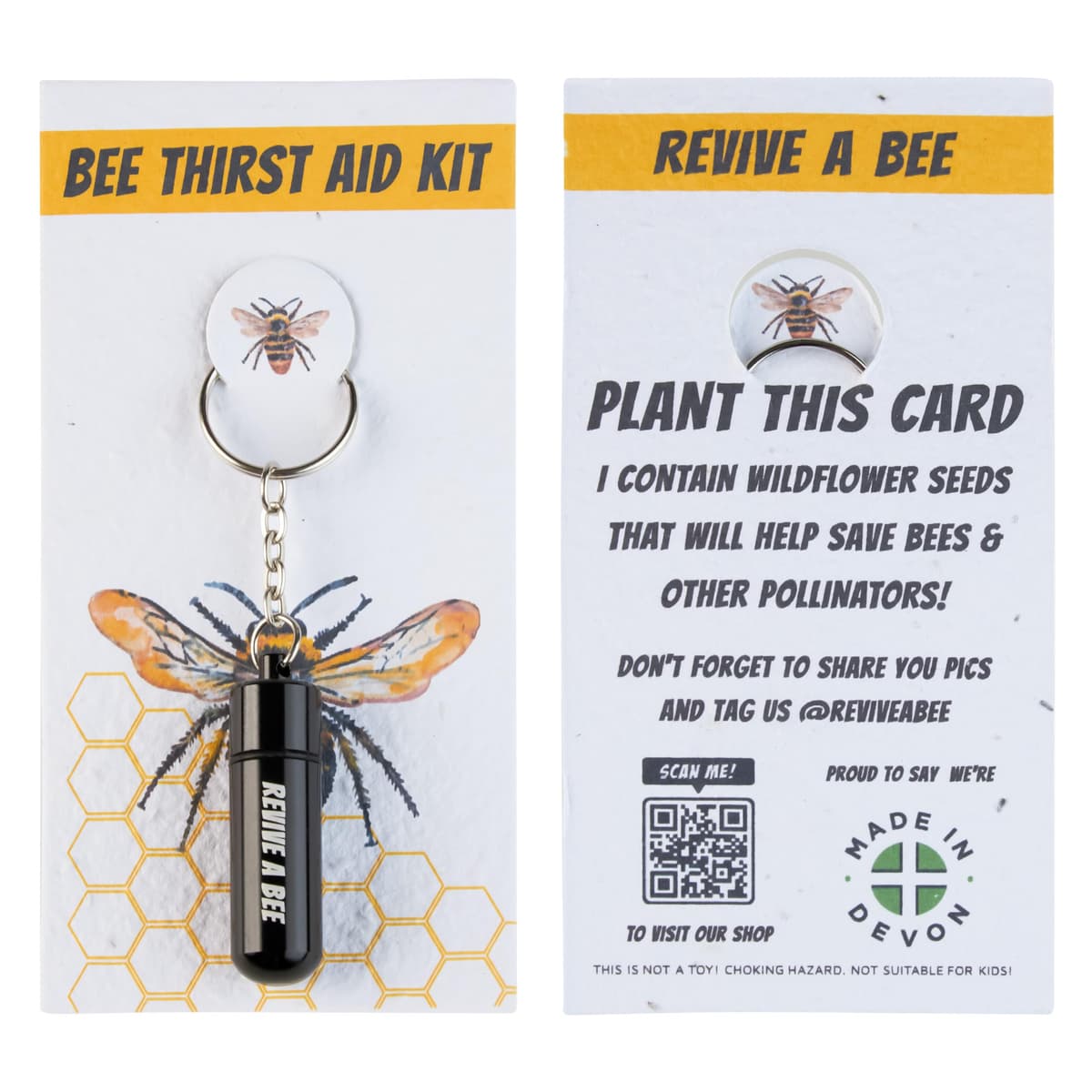 Bee Revival Kit for Saving Tired Bees – Bee Rescue Keyring Gift for Women – Eco-Friendly Plantable Seed Paper Packaging – Rose Gold, Green, Blue, Red, Black, Gold & Silver — view 14