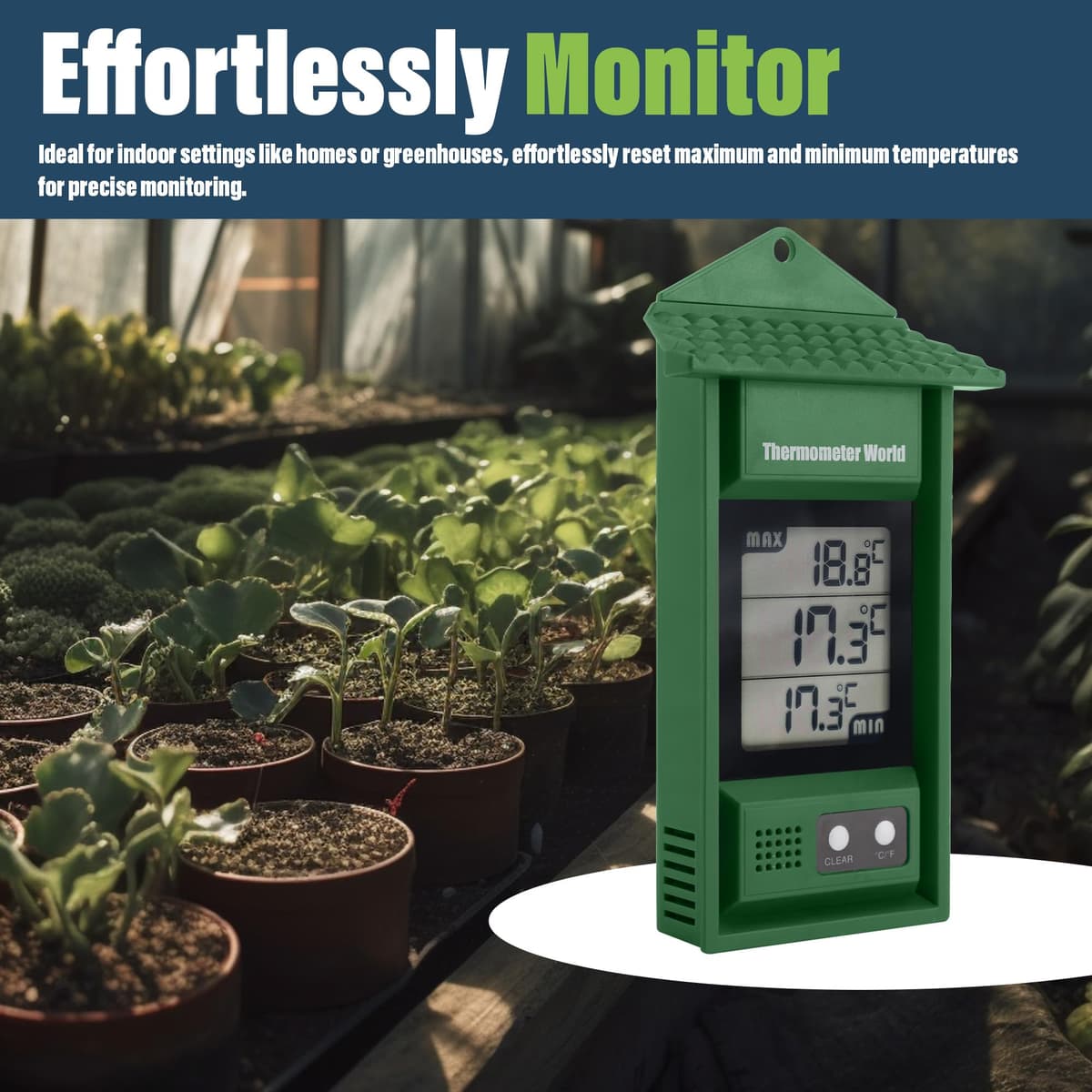 Digital Max Min Thermometer - Monitor Max and Min Temperatures with This Handy Greenhouse Thermometer Garden Accessories Easily Wall Mounted Maximum Minimum — view 5