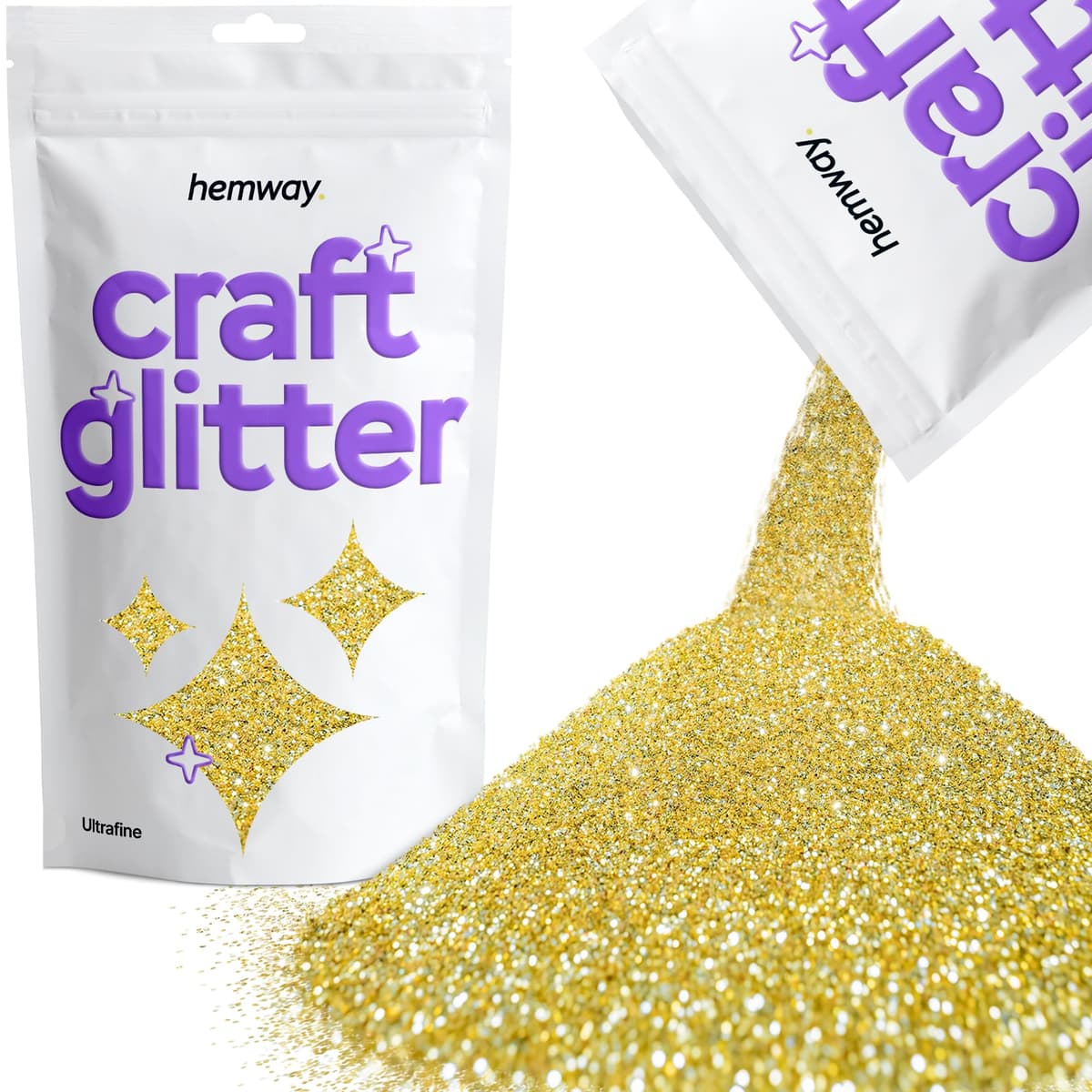 Hemway - Purpurina para manualidades, vasos, resina, epoxi, uñas, cera, álbumes de recortes, cristal, decoración de escuelas: dorado holográfico, gruesa (0,6 mm), 100 g — view 125