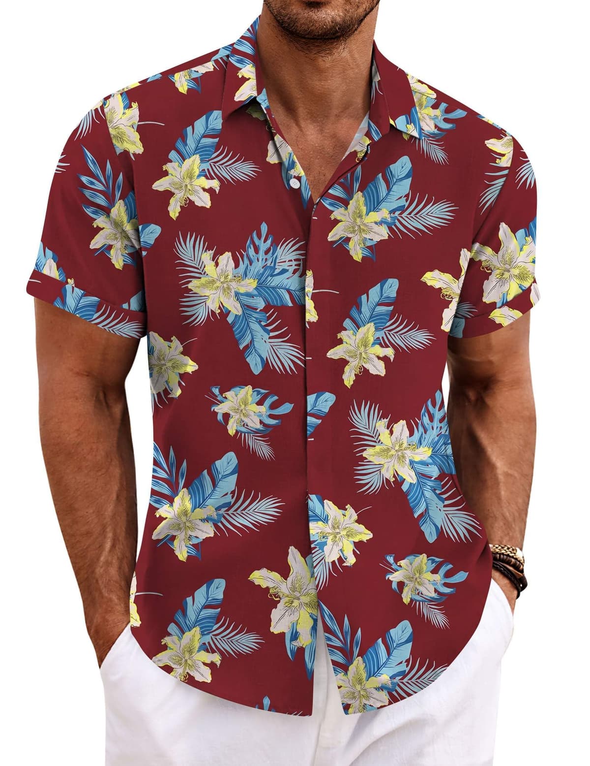 COOFANDY Men's Linen Shirts Short Sleeve Casual Shirts Button Down Shirt for Men Beach Summer Wedding Shirt — view 32