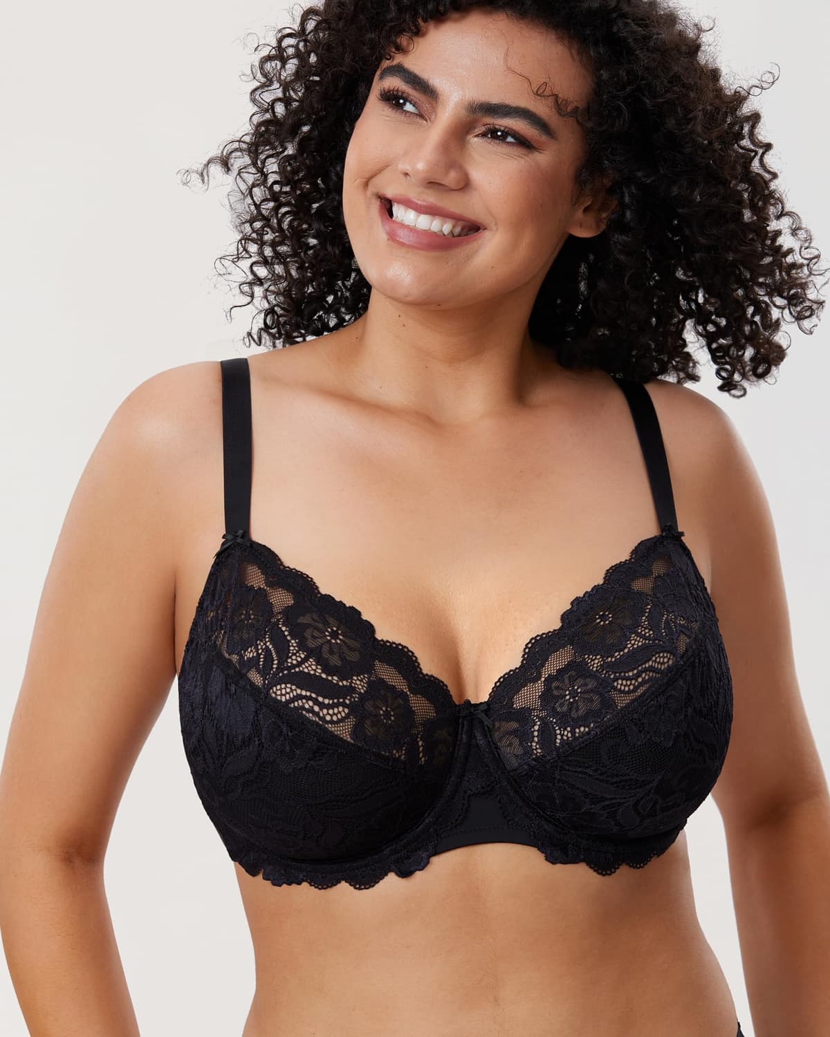 Delimira Women's Full Coverage Non-Foam Floral Lace Plus Size Underwired Bra — view 2