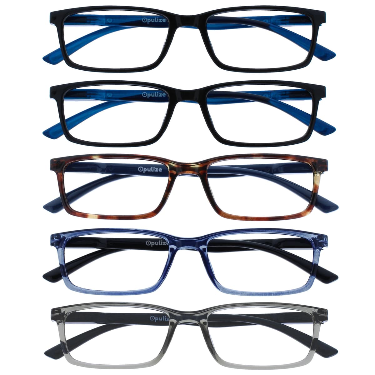 OPULIZE SEE Blue Light Blocking Reading Glasses for Men Women Anti Glare Lenses UV Protection Rectangular, 3 Pack - Black/Brown/Blue — view 28