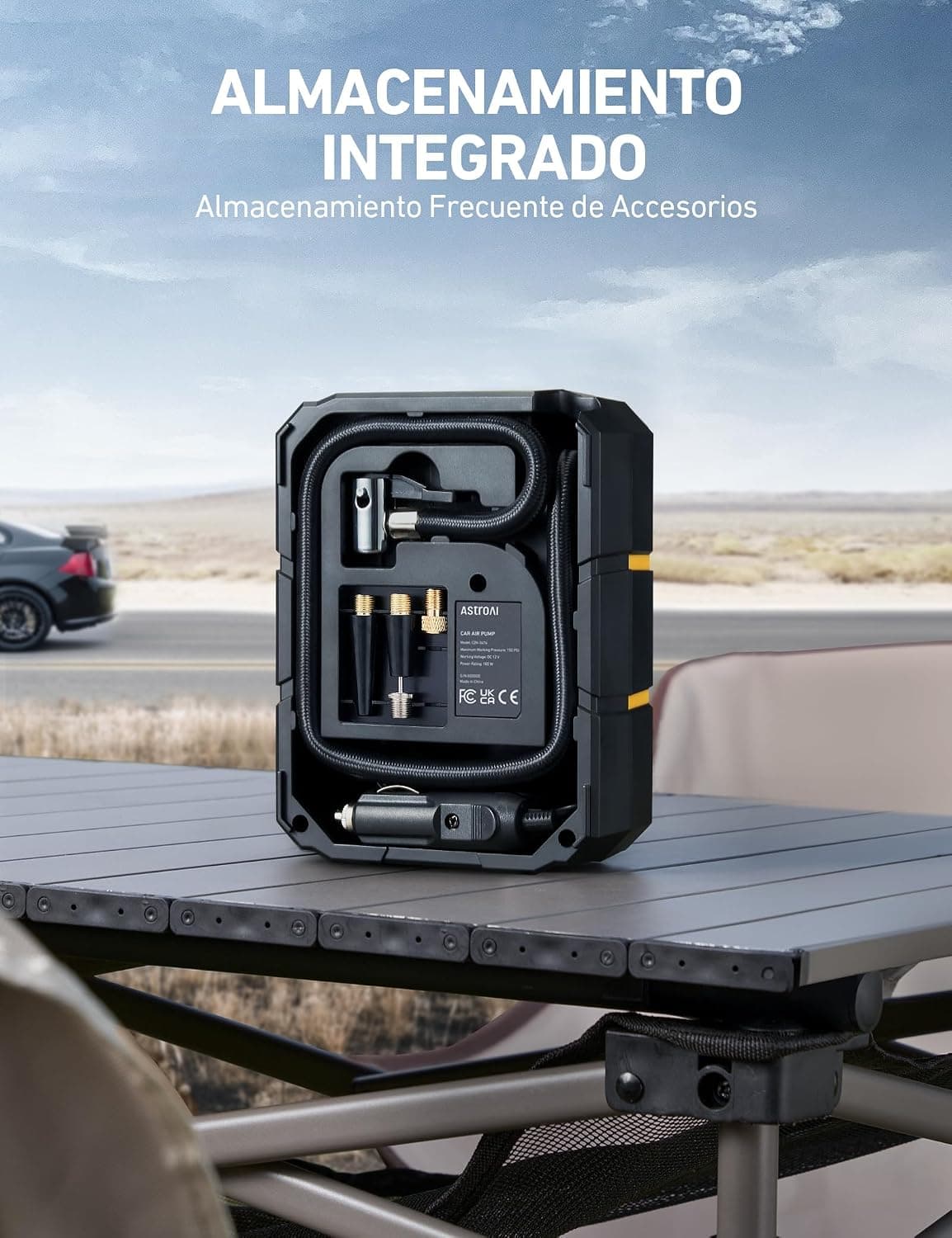 AstroAI Inflador Ruedas Coche Digital 12V, Compresor Aire Portátil 150 PSI, Hinchador Neumáticos Eléctrico con Pantalla LCD y Luz LED para Coche, Bicicleta, Moto y Etc. — view 6