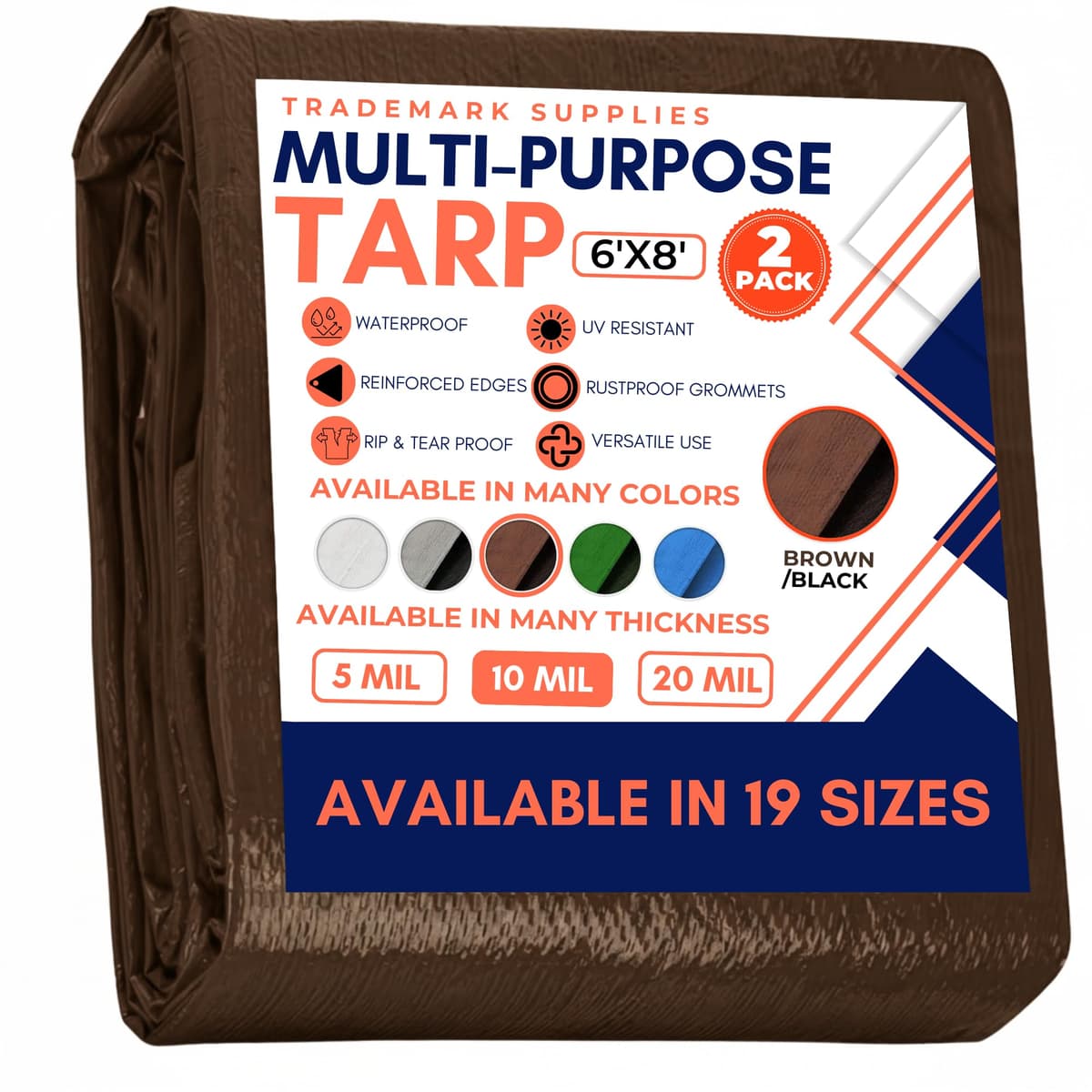 Large Waterproof Tarp- Heavy Duty Thick Poly Tarpaulin Ideal for Canopy Tents, Boats, RV or Pool Covers- Multipurpose Protective Tarps with Grommets for Indoor and Outdoor Use — view 92