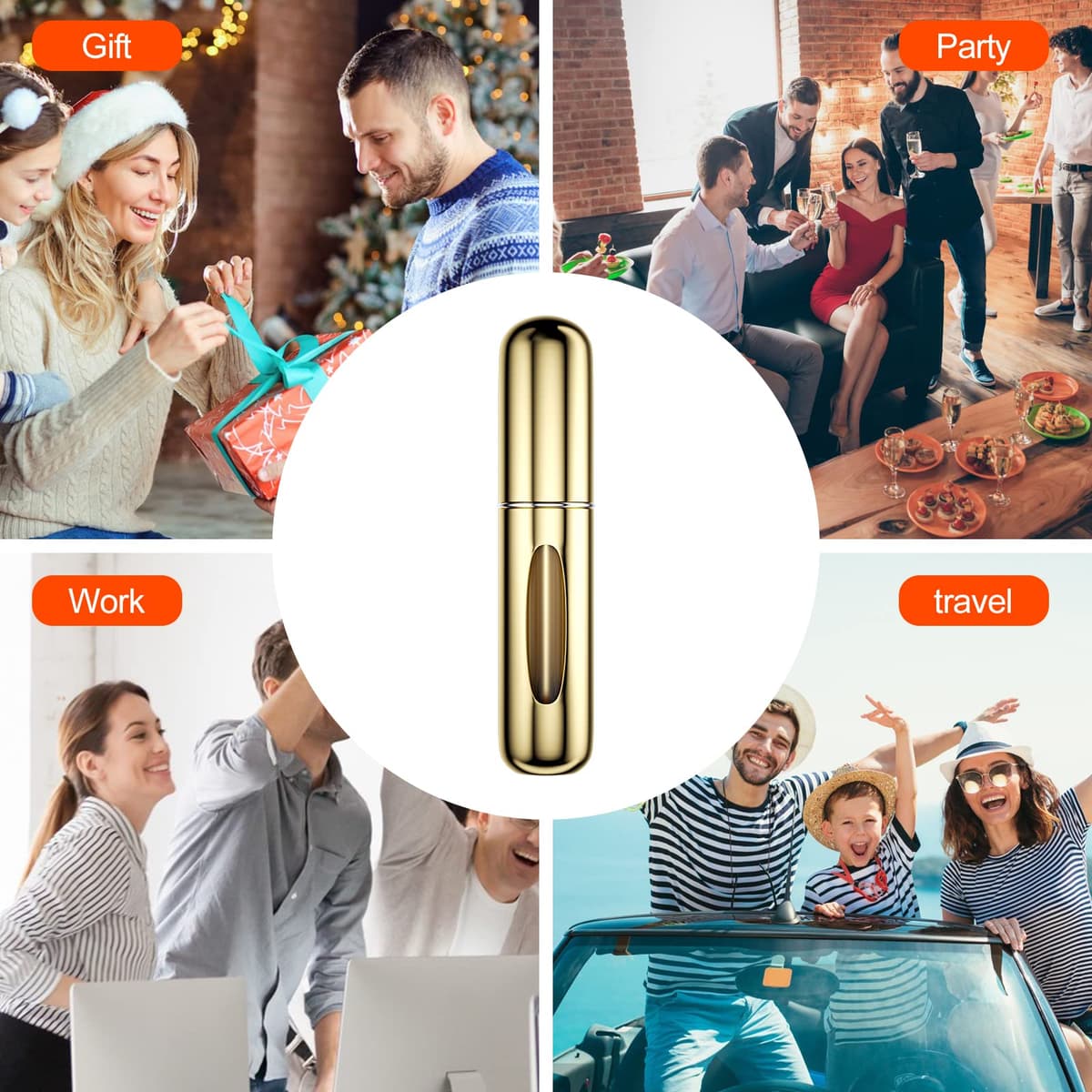Newaner 6 piezas 5ML Atomizador Perfume Recargable, Mini botella rociadora portátil, Rociador de botella de perfume con ventana, Perfecto para caminar, viajar, salir de noche y fiestas. — view 6