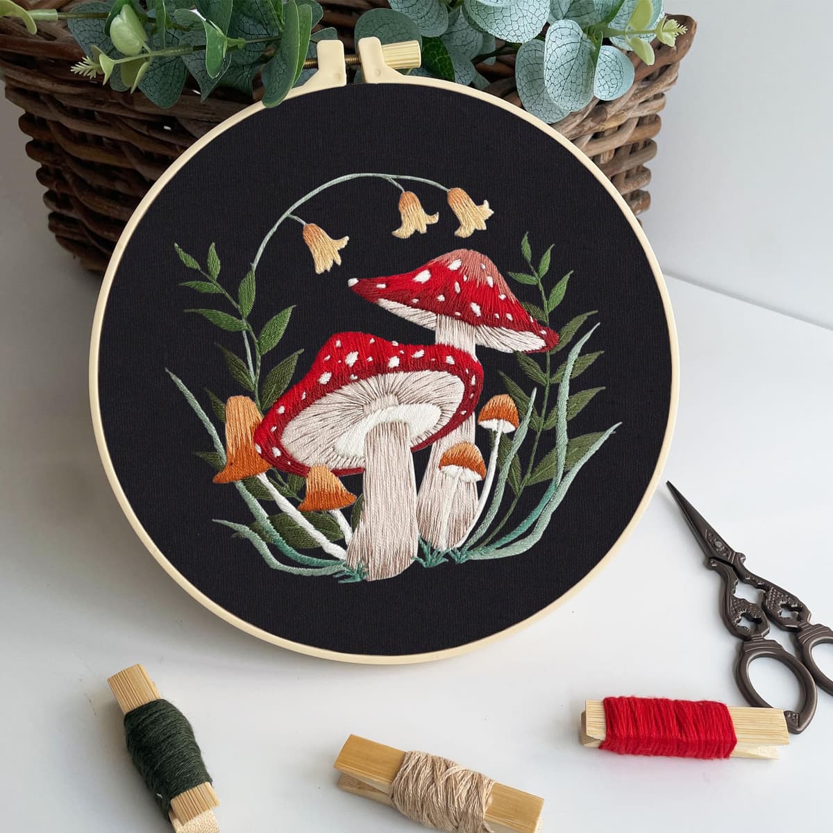 Myfelicity 3 Sets Mushroom Embroidery kit, Adult Beginner DIY Needle kit,Art Craft Handy Sewing Set — view 3