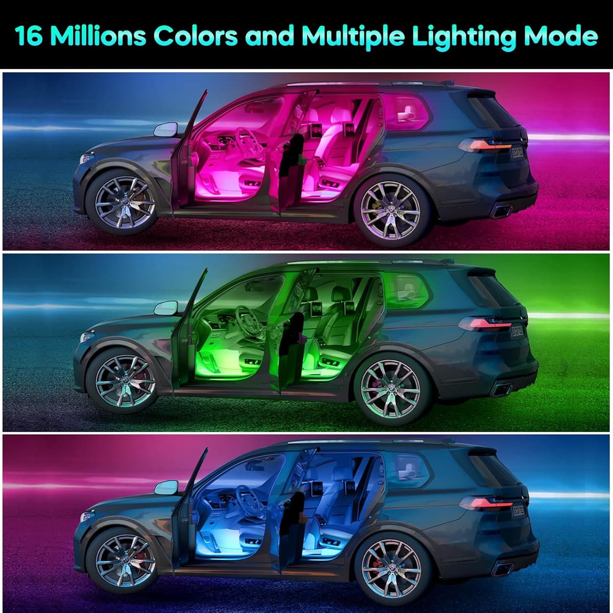 Winzwon Led Lights for Car Accessories Interior, Gifts for Mothers Day Him Her Men Women Teen Boys Girls, APP Control with USB Port Color Change Lights for Truck Decor — view 2