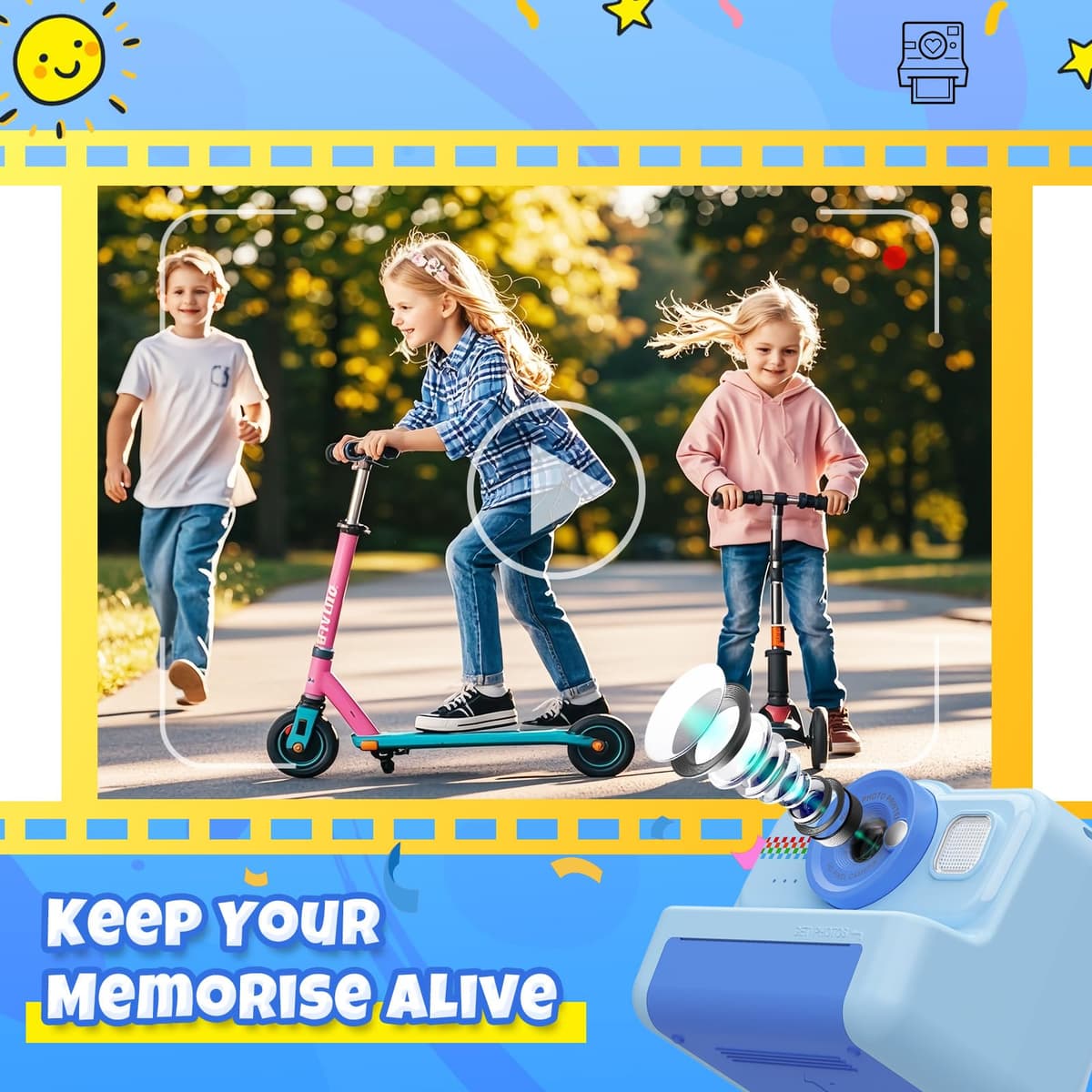HiMont Camara Fotos Infantil Instantanea, HD/1080P Cámara Instantánea para Niños con Tarjeta de 32G y Papel de Impresión, Camara Fotos Infantil Divertidos Regalos de Juguete para Niños de 3 a 12 Años — view 4