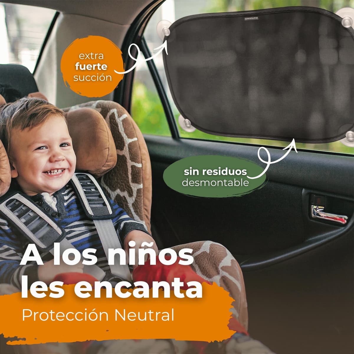 Car Window Shades for Baby with Certified UV Protection - Optimal Darkness with Suction Cups in Universal Size 51 x 31 cm - Black Design - Pack of 2 — view 2