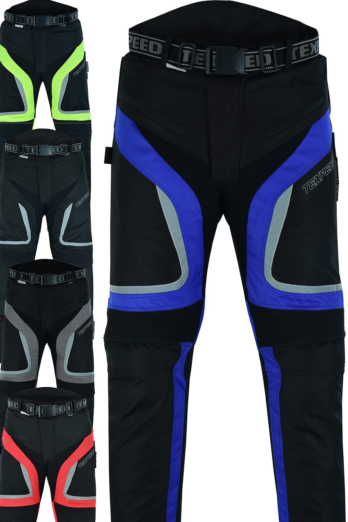 Texpeed Motorcycle Biker Trousers Mens Motorbike Waterproof Textile Cordura Pants With Protective CE Armour (EN 1621-1) Yellow Hi Vis - 42W / 30L — view 11