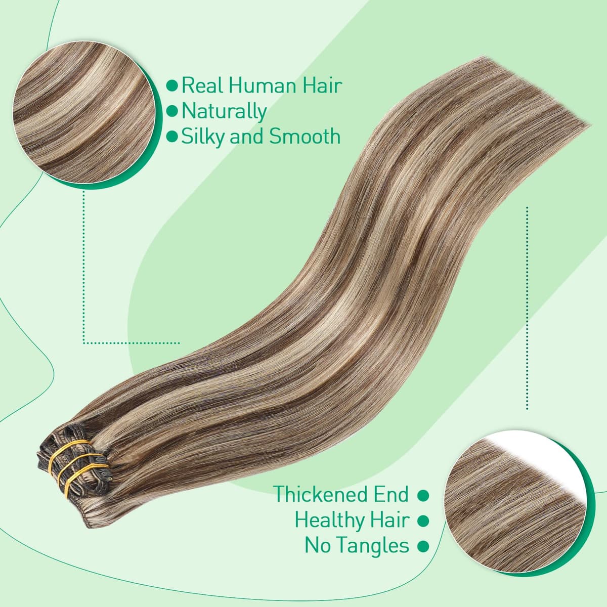 SURNEL Extensiones Clip Pelo Natural 100g 35cm 6 Piezas Castaño Chocolate Extensiones De Clip De Humano Real Extensiones Pelo Natural Remy (C#4-35cm) — view 85